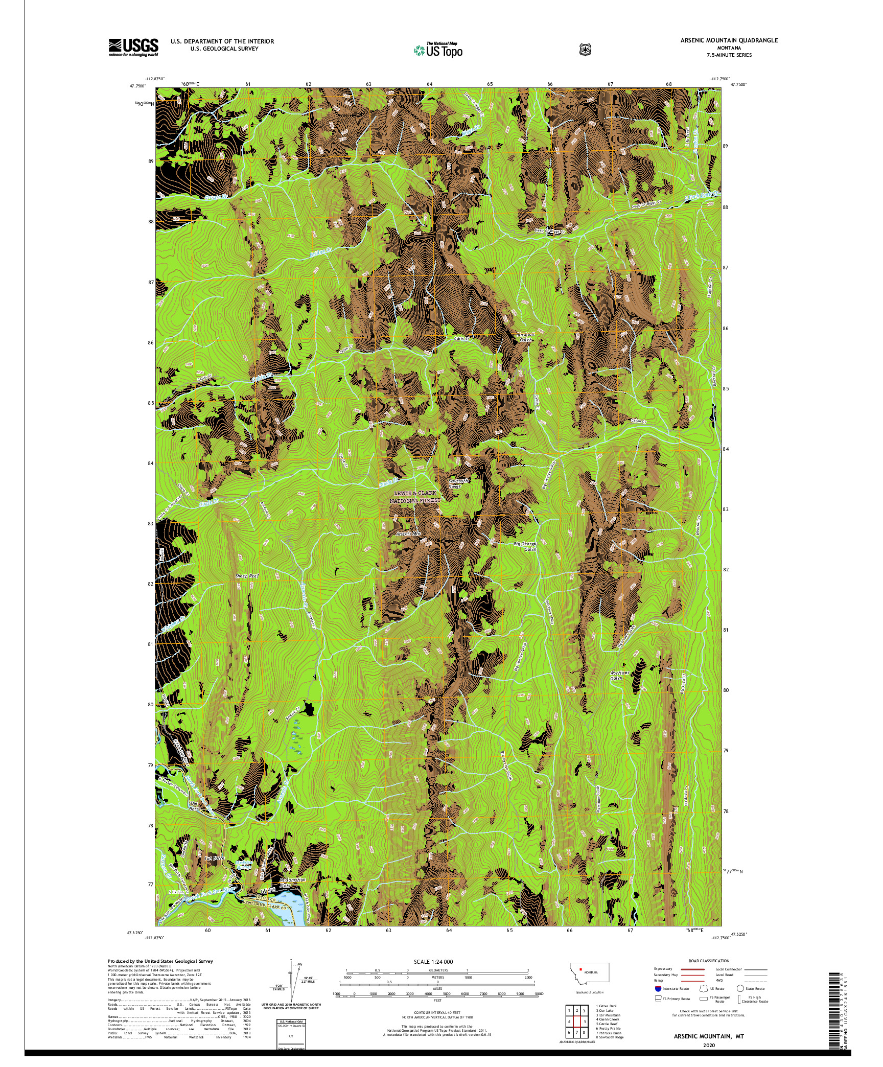 USGS US TOPO 7.5-MINUTE MAP FOR ARSENIC MOUNTAIN, MT 2020