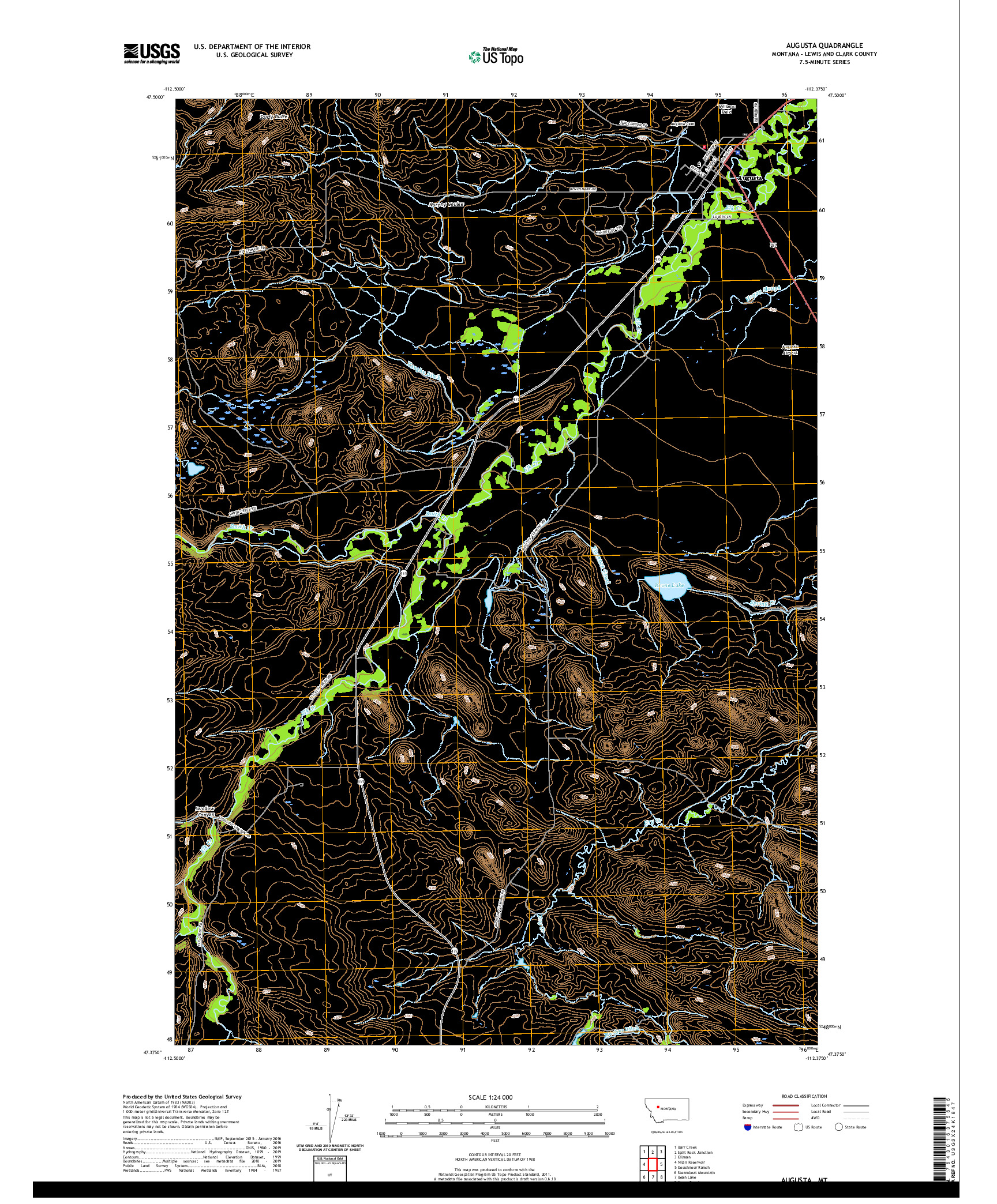 USGS US TOPO 7.5-MINUTE MAP FOR AUGUSTA, MT 2020