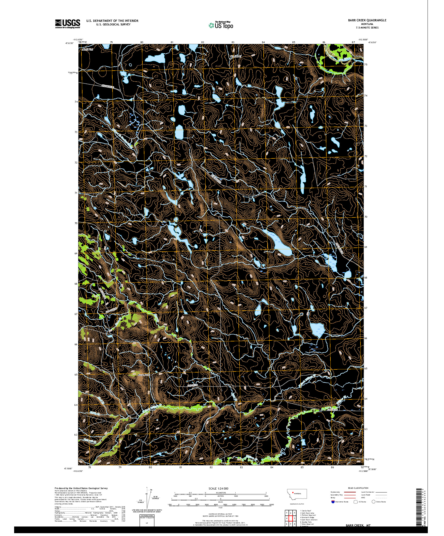 USGS US TOPO 7.5-MINUTE MAP FOR BARR CREEK, MT 2020