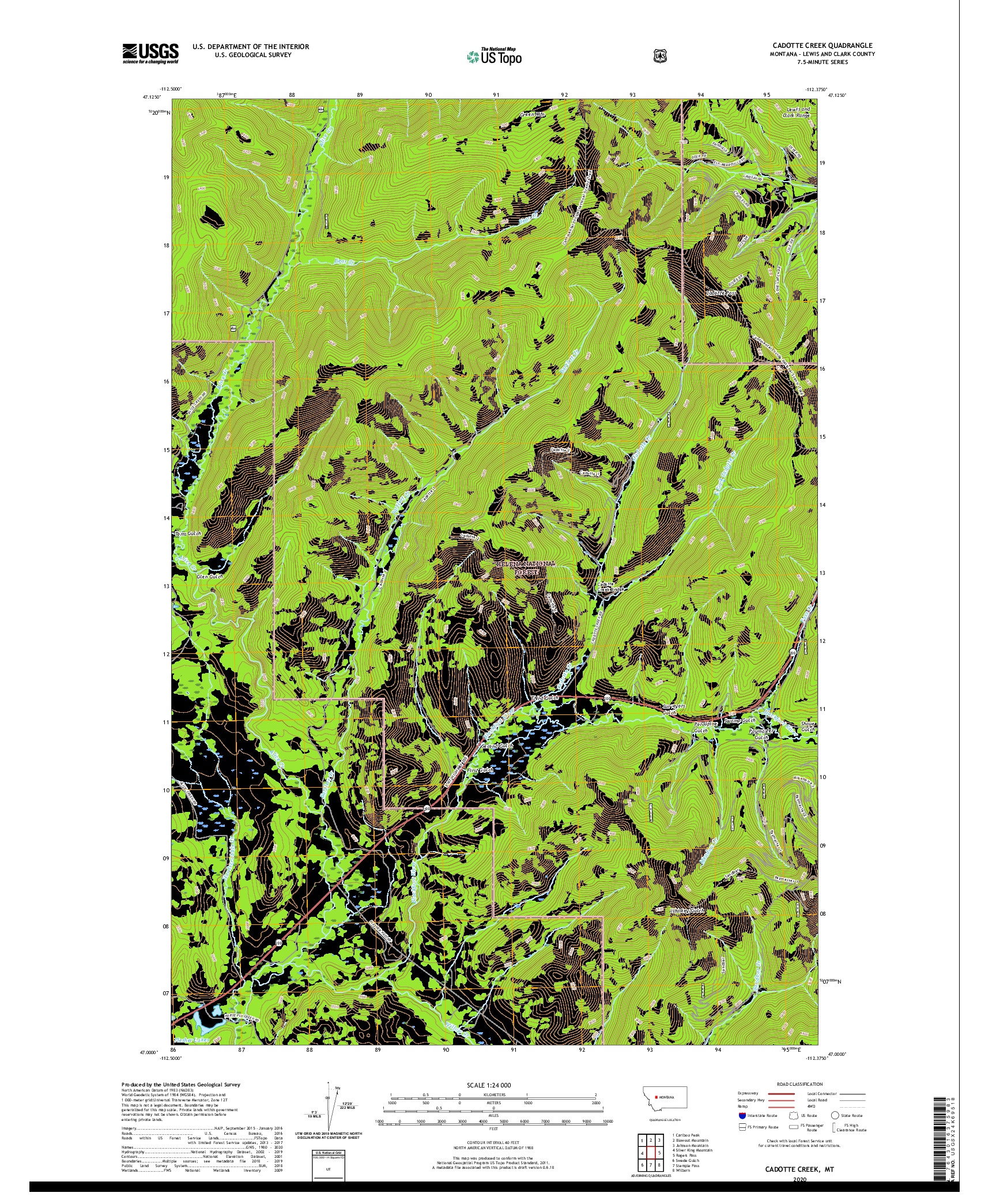 USGS US TOPO 7.5-MINUTE MAP FOR CADOTTE CREEK, MT 2020
