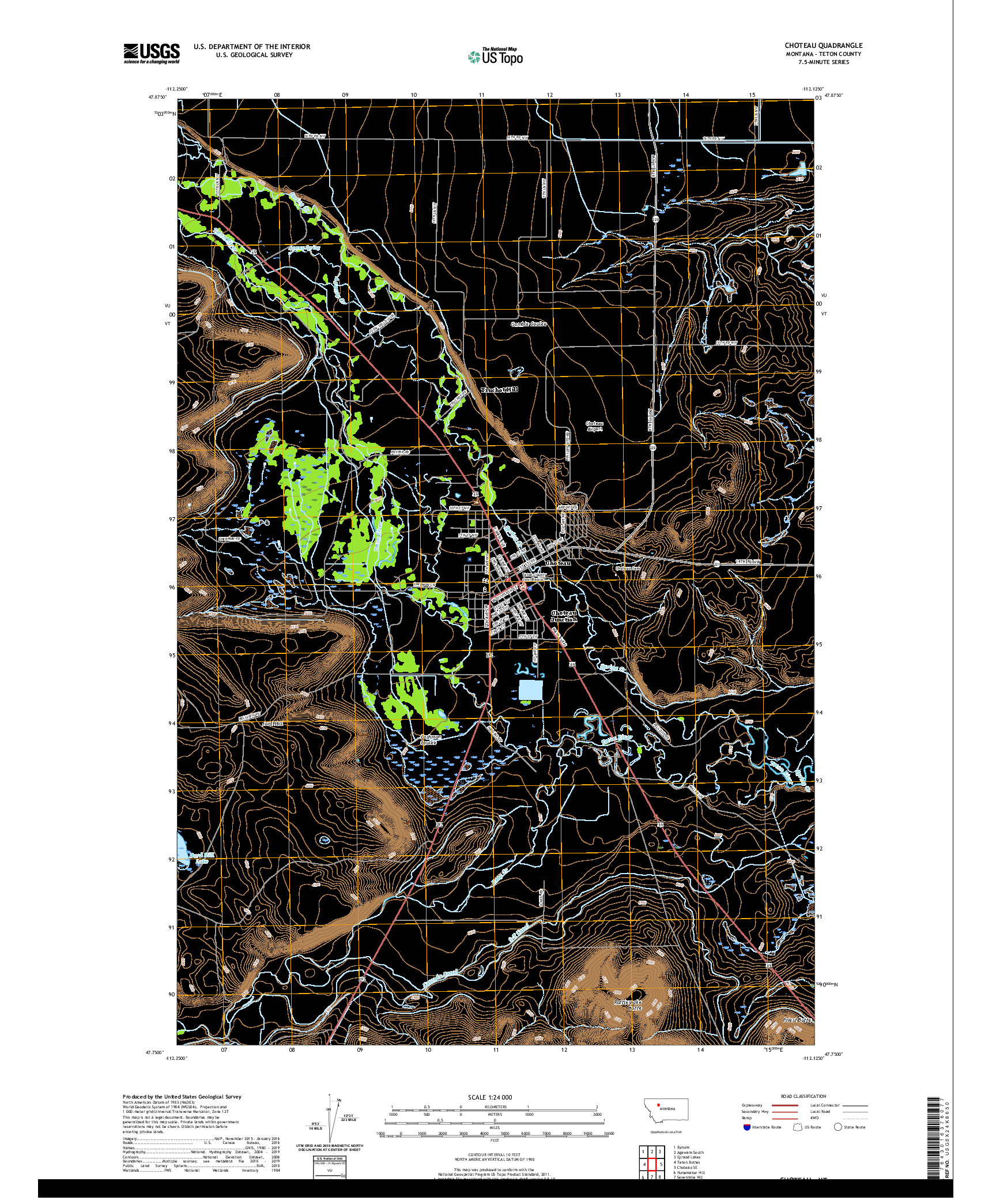 USGS US TOPO 7.5-MINUTE MAP FOR CHOTEAU, MT 2020