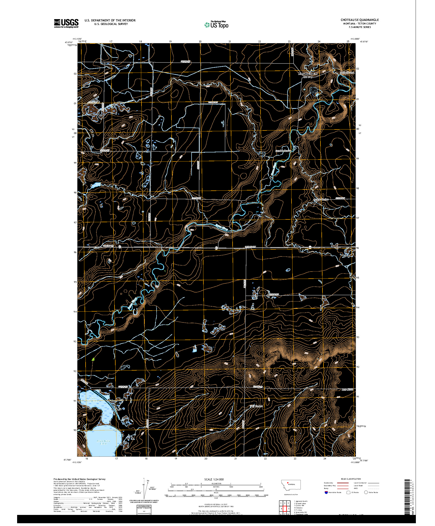 USGS US TOPO 7.5-MINUTE MAP FOR CHOTEAU SE, MT 2020
