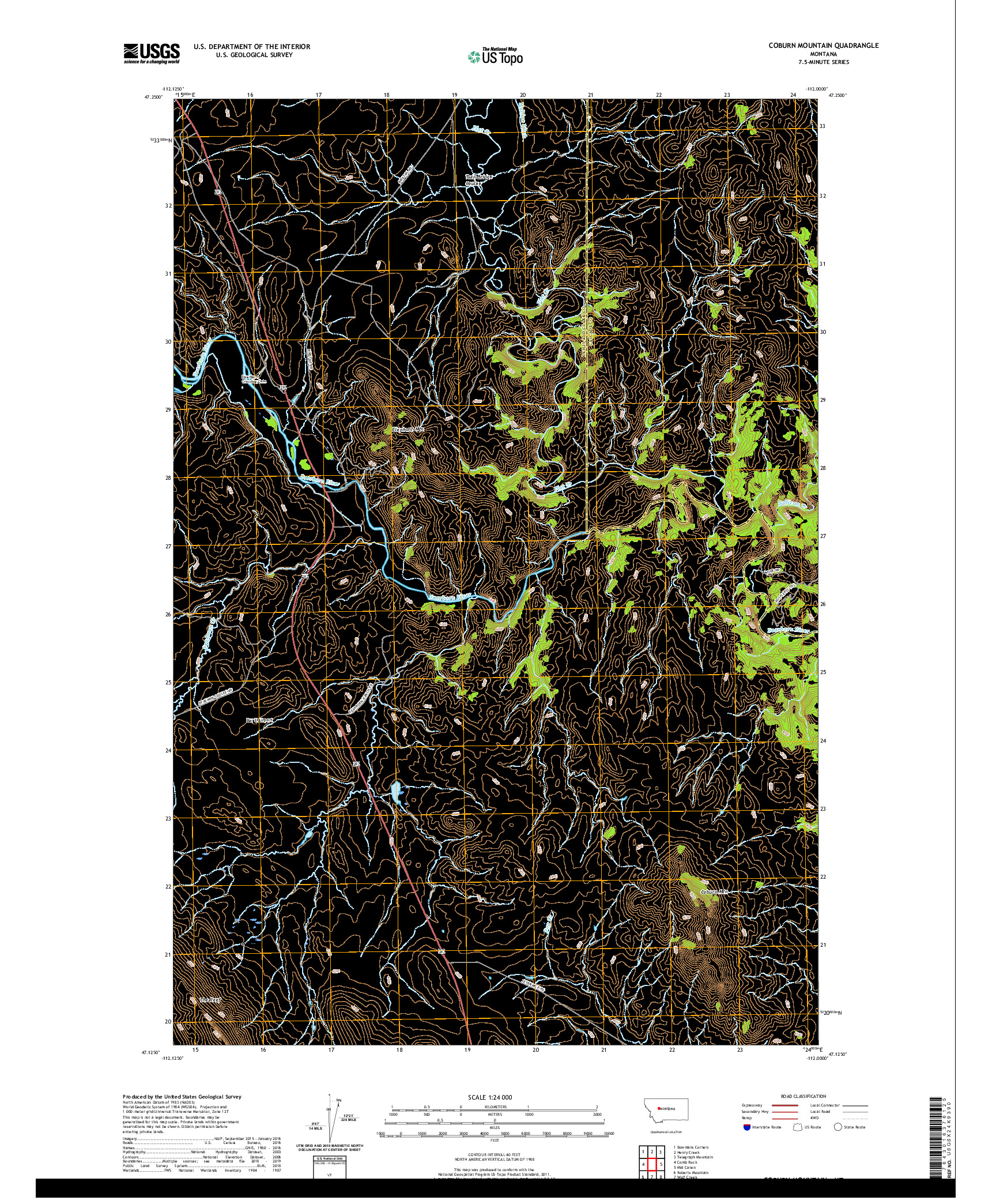 USGS US TOPO 7.5-MINUTE MAP FOR COBURN MOUNTAIN, MT 2020