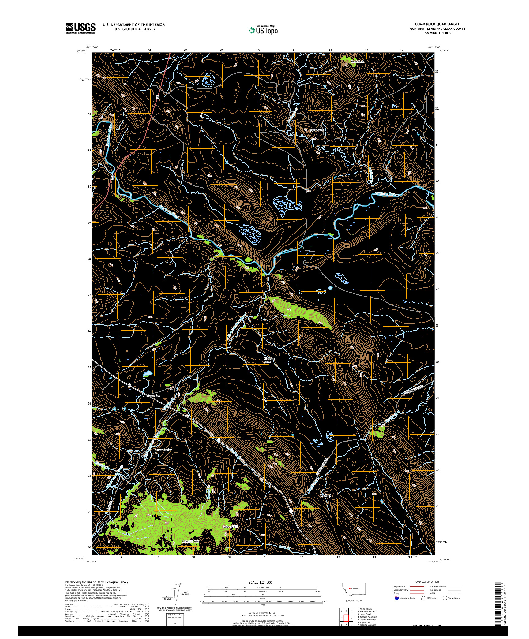 USGS US TOPO 7.5-MINUTE MAP FOR COMB ROCK, MT 2020