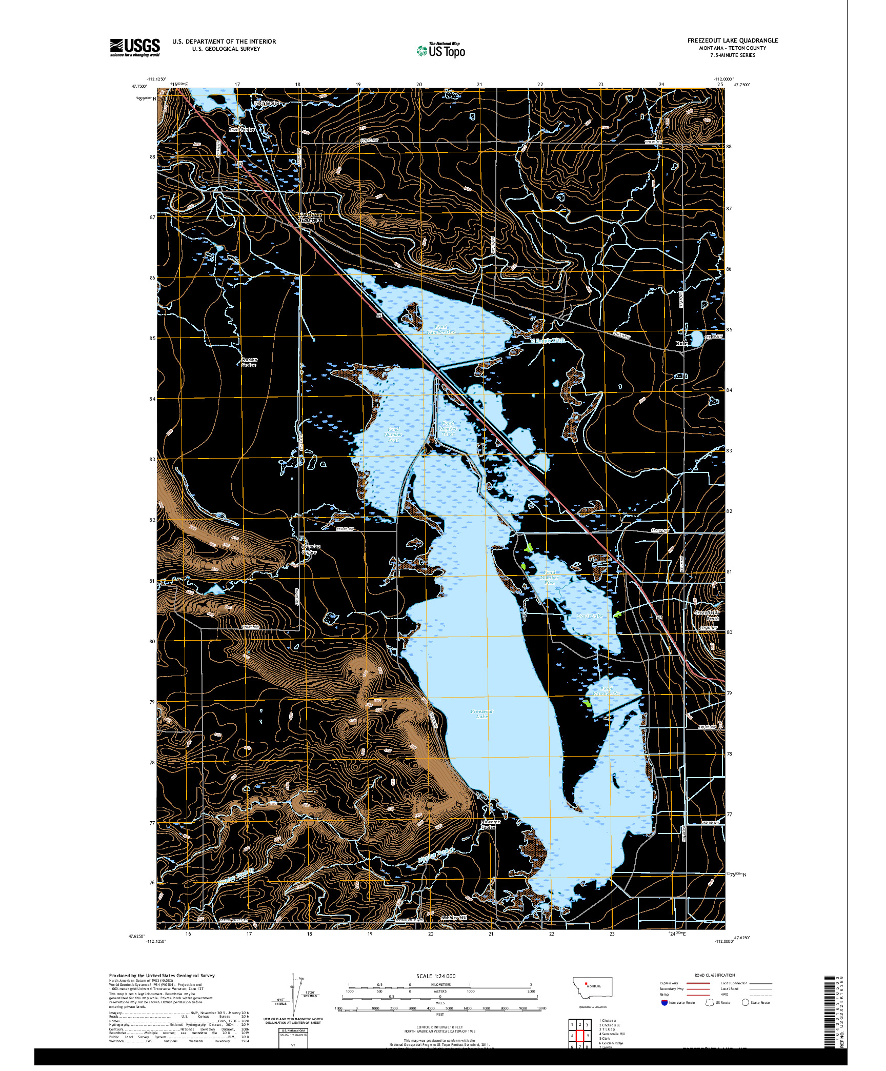 USGS US TOPO 7.5-MINUTE MAP FOR FREEZEOUT LAKE, MT 2020