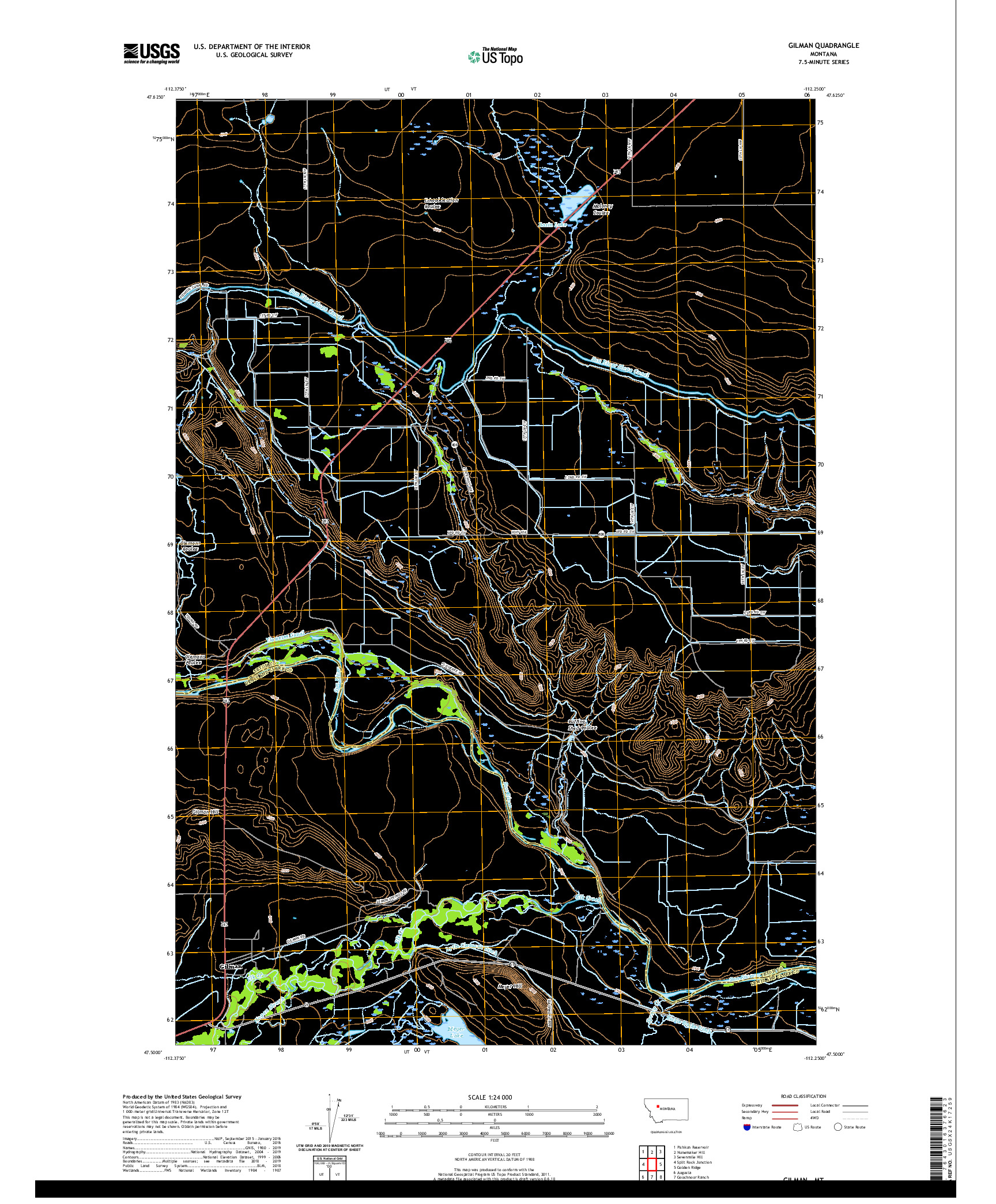 USGS US TOPO 7.5-MINUTE MAP FOR GILMAN, MT 2020