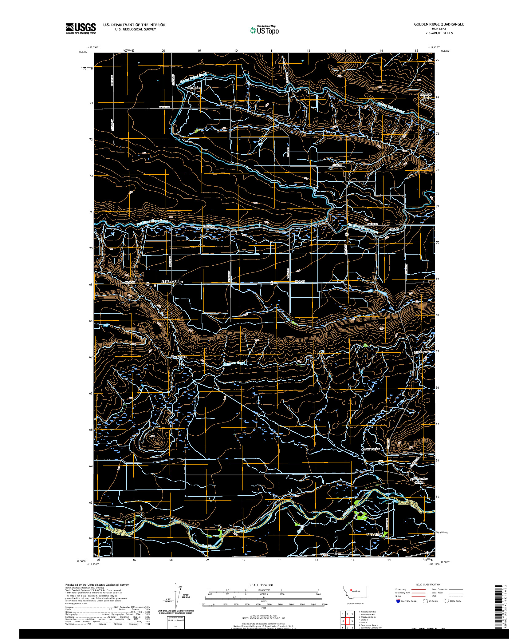 USGS US TOPO 7.5-MINUTE MAP FOR GOLDEN RIDGE, MT 2020