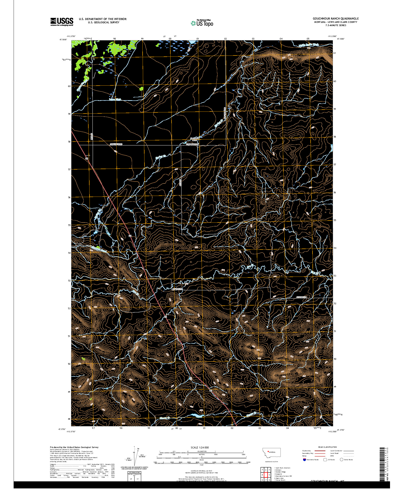 USGS US TOPO 7.5-MINUTE MAP FOR GOUCHNOUR RANCH, MT 2020