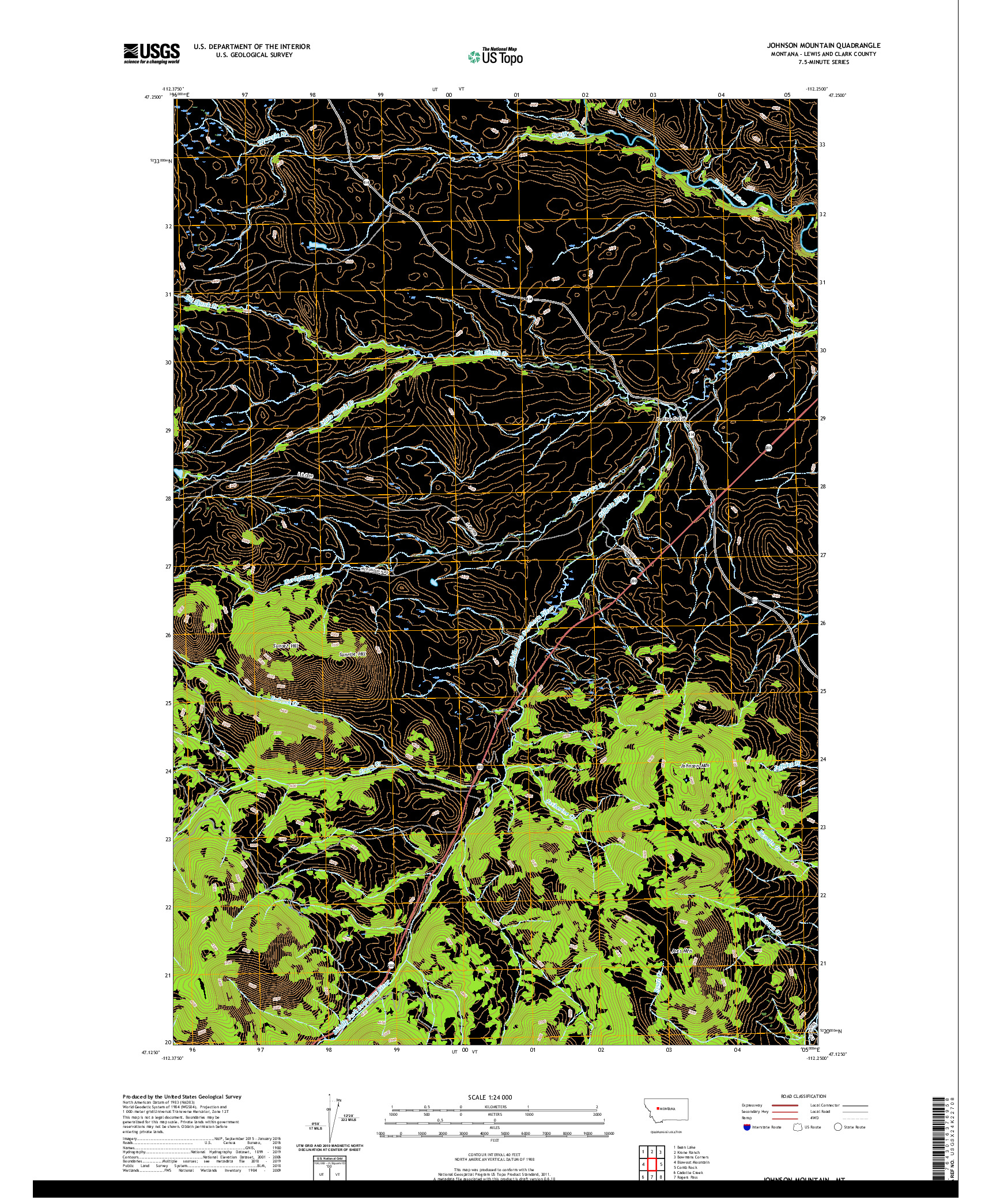 USGS US TOPO 7.5-MINUTE MAP FOR JOHNSON MOUNTAIN, MT 2020