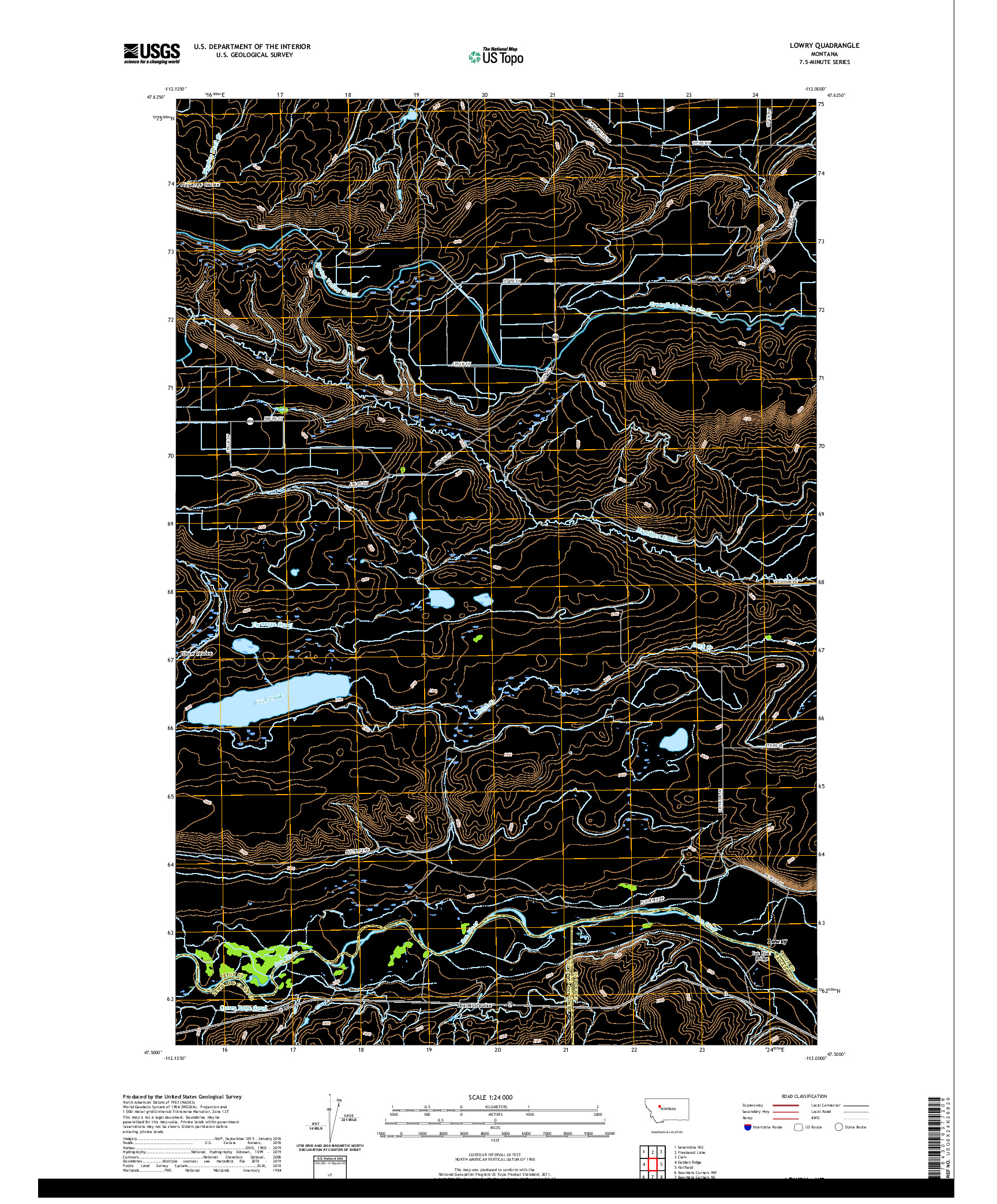 USGS US TOPO 7.5-MINUTE MAP FOR LOWRY, MT 2020