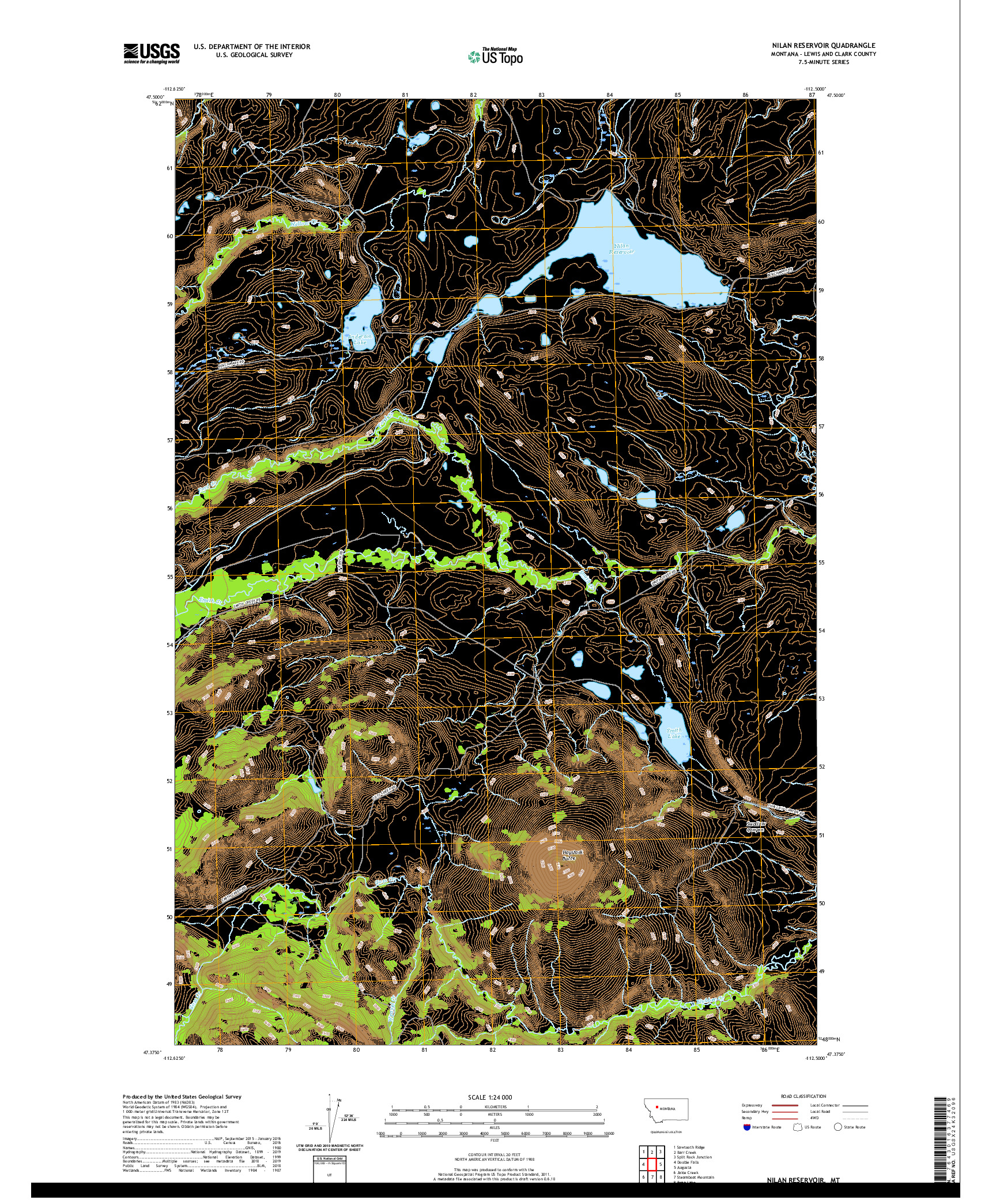 USGS US TOPO 7.5-MINUTE MAP FOR NILAN RESERVOIR, MT 2020