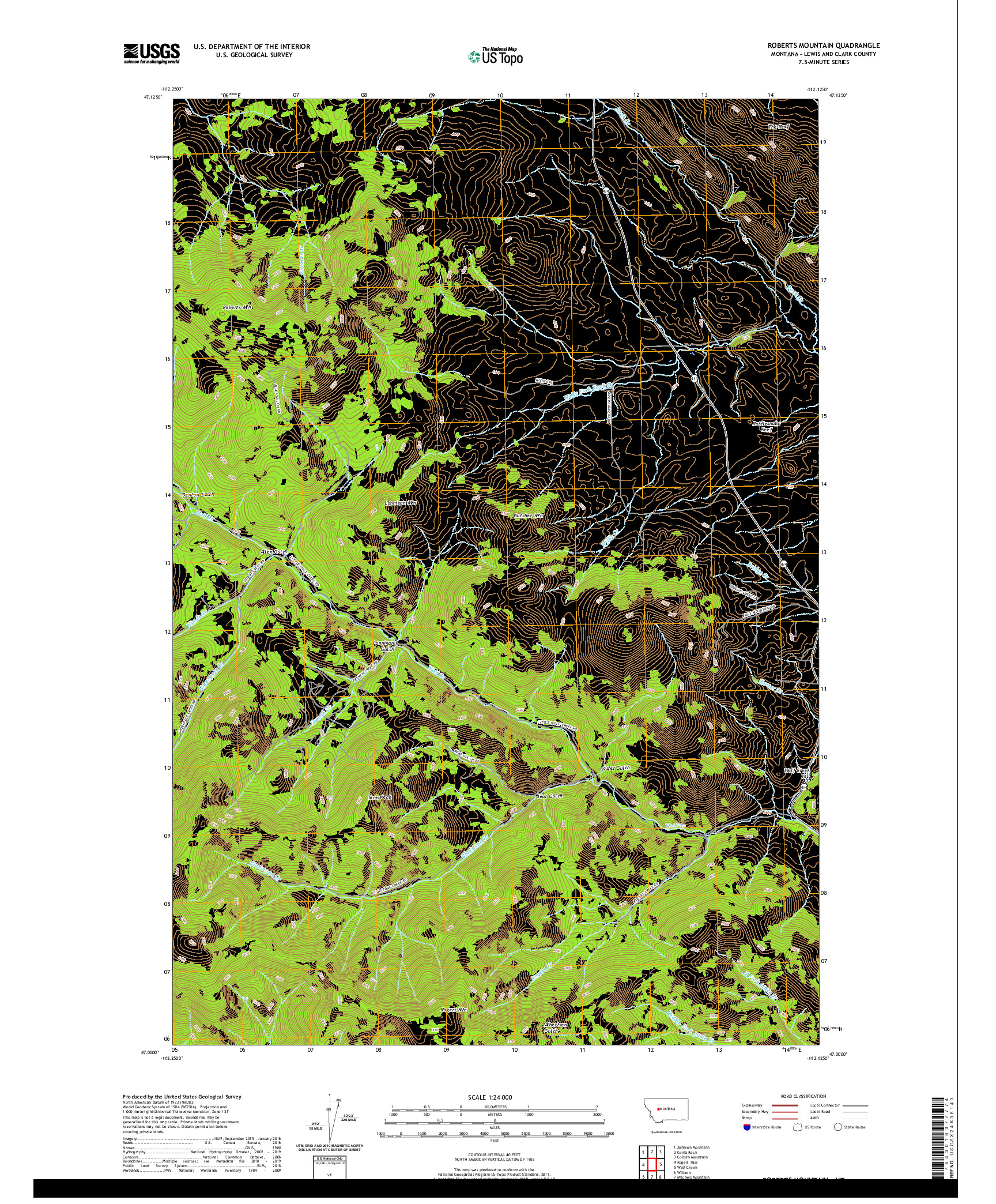 USGS US TOPO 7.5-MINUTE MAP FOR ROBERTS MOUNTAIN, MT 2020