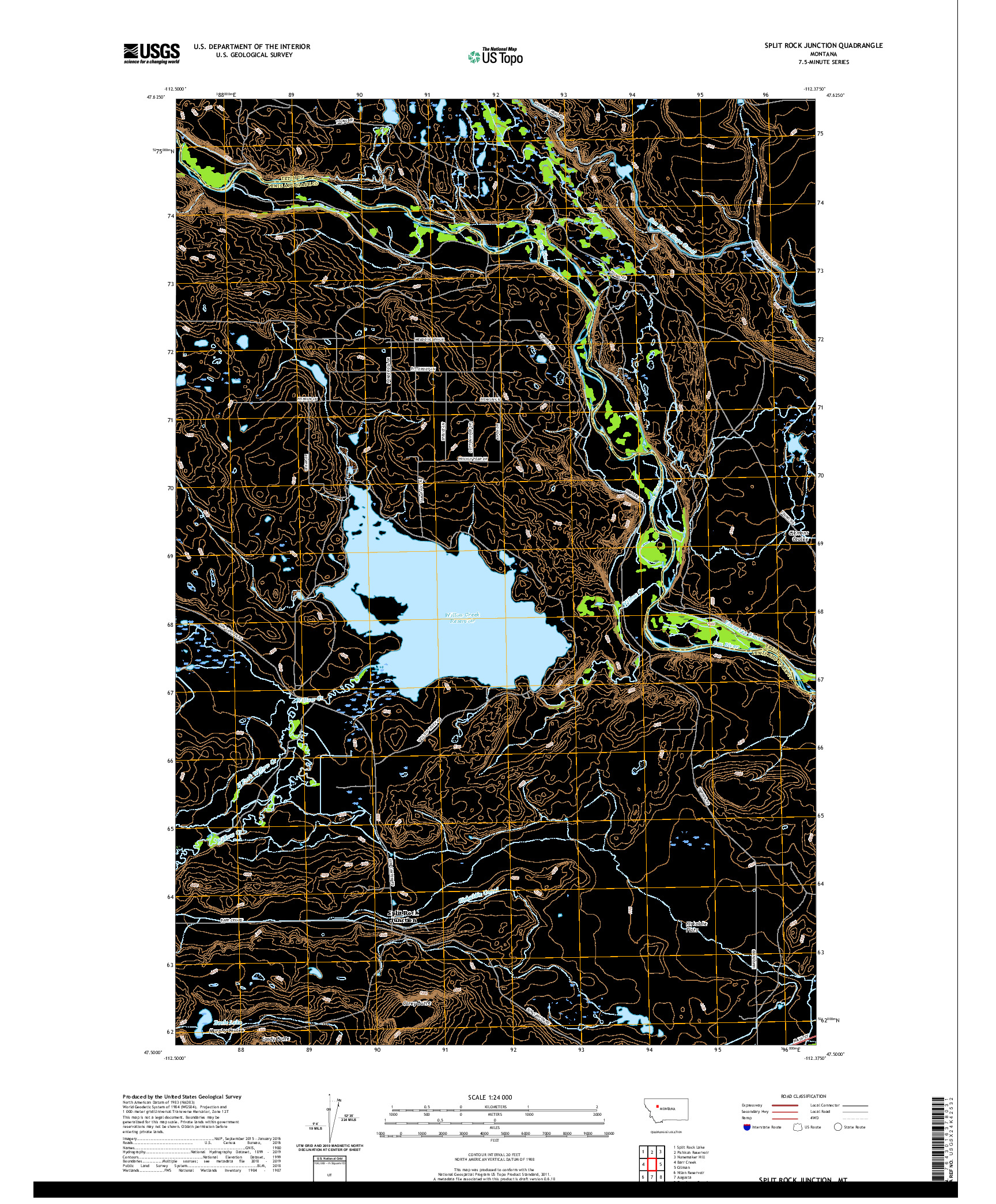 USGS US TOPO 7.5-MINUTE MAP FOR SPLIT ROCK JUNCTION, MT 2020