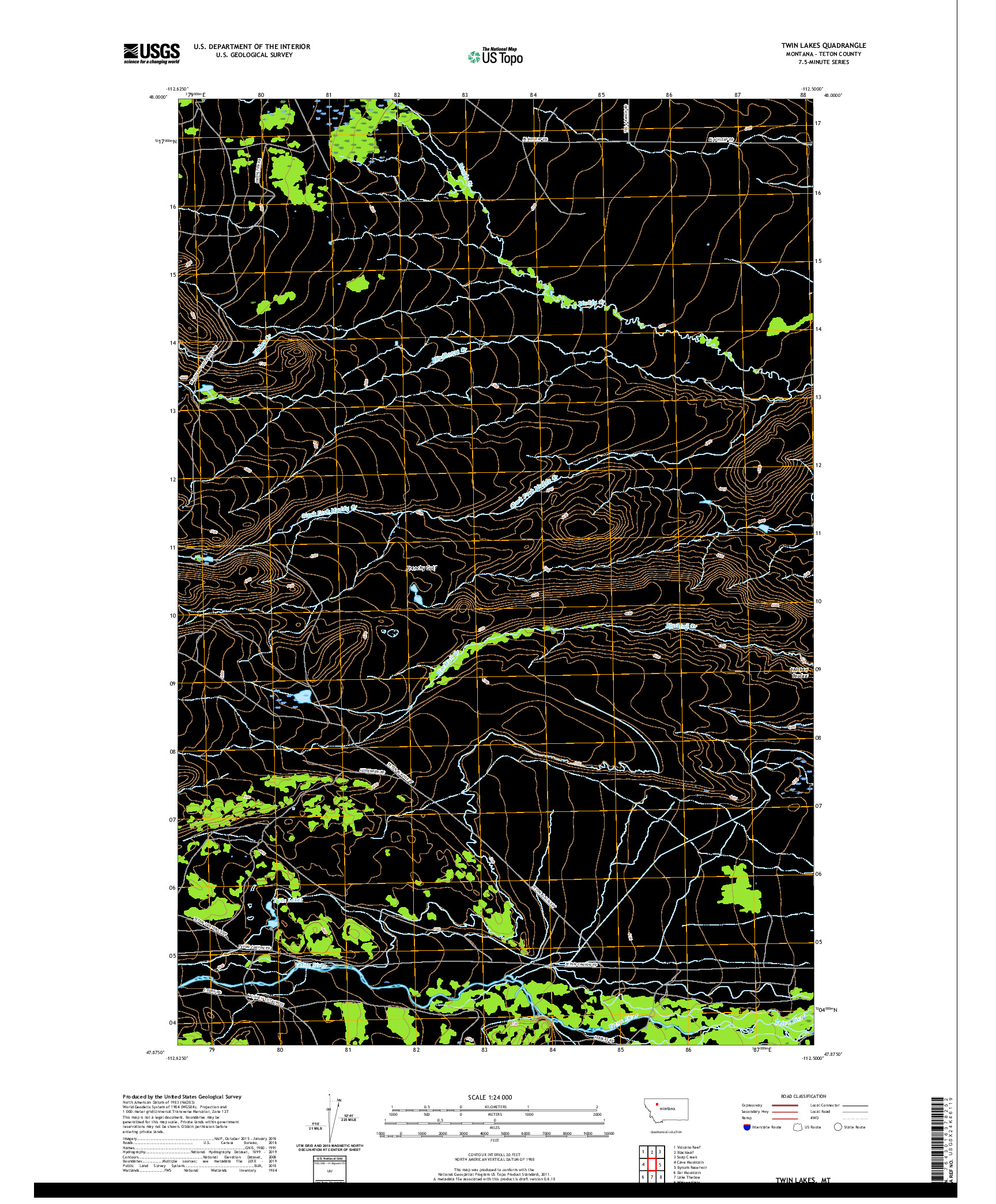 USGS US TOPO 7.5-MINUTE MAP FOR TWIN LAKES, MT 2020