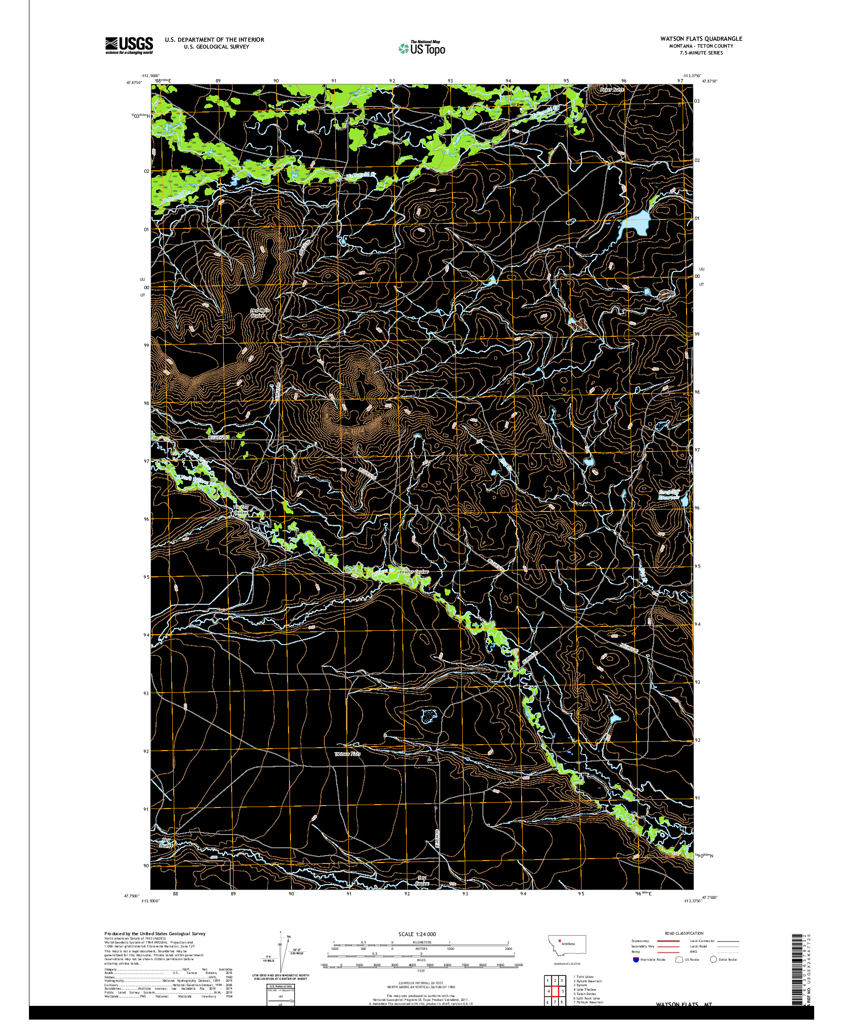 USGS US TOPO 7.5-MINUTE MAP FOR WATSON FLATS, MT 2020