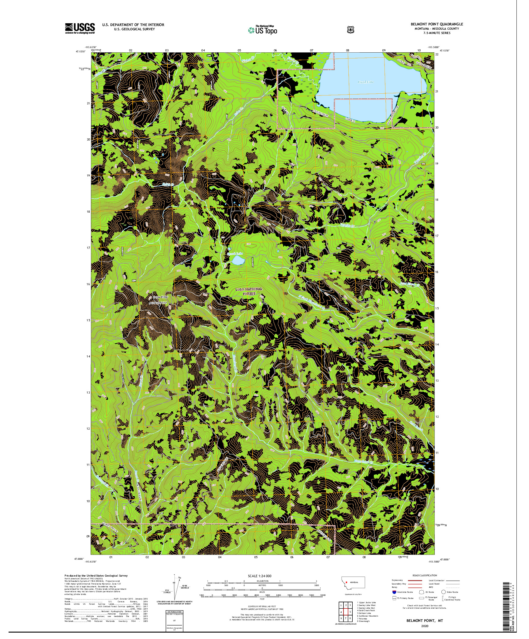 USGS US TOPO 7.5-MINUTE MAP FOR BELMONT POINT, MT 2020
