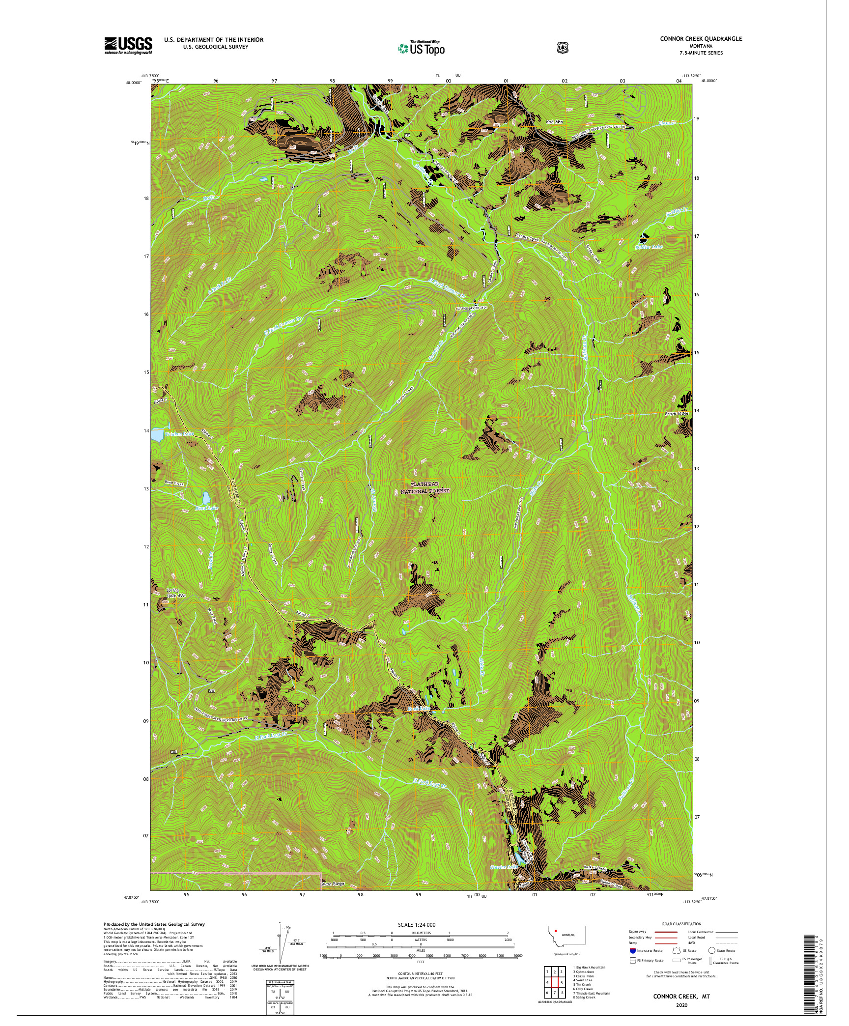 USGS US TOPO 7.5-MINUTE MAP FOR CONNOR CREEK, MT 2020
