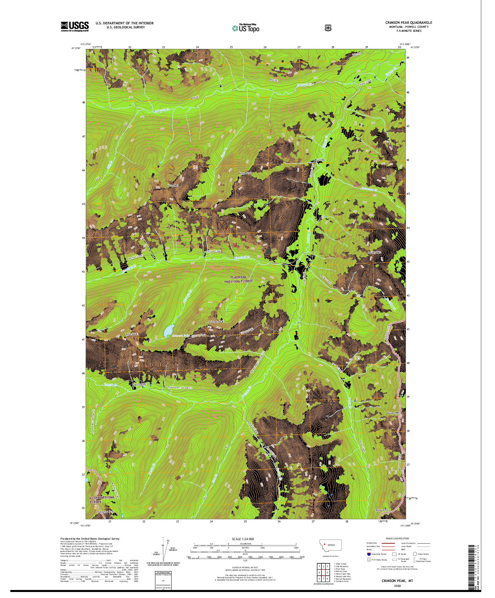 USGS US TOPO 7.5-MINUTE MAP FOR CRIMSON PEAK, MT 2020