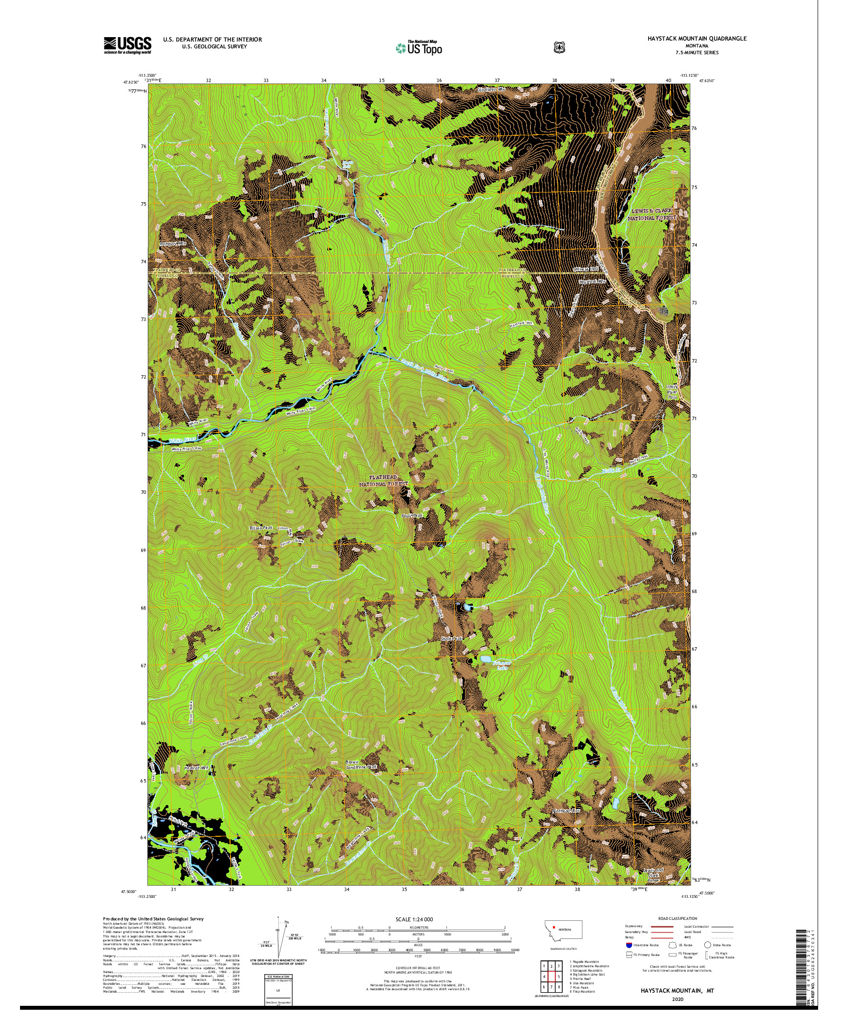 USGS US TOPO 7.5-MINUTE MAP FOR HAYSTACK MOUNTAIN, MT 2020
