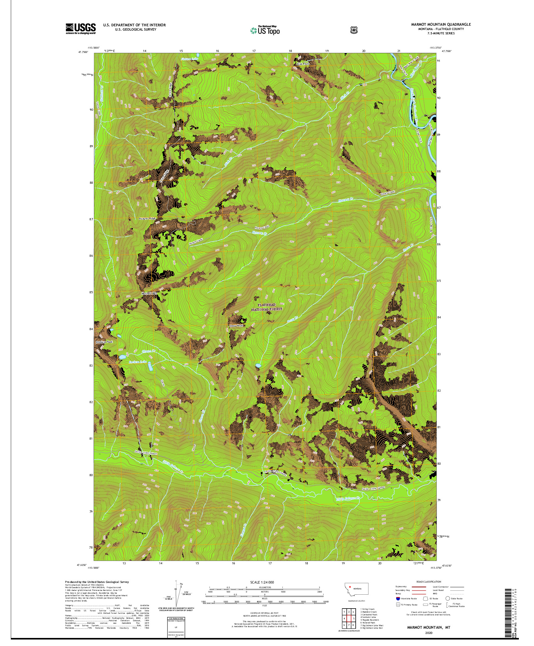 USGS US TOPO 7.5-MINUTE MAP FOR MARMOT MOUNTAIN, MT 2020