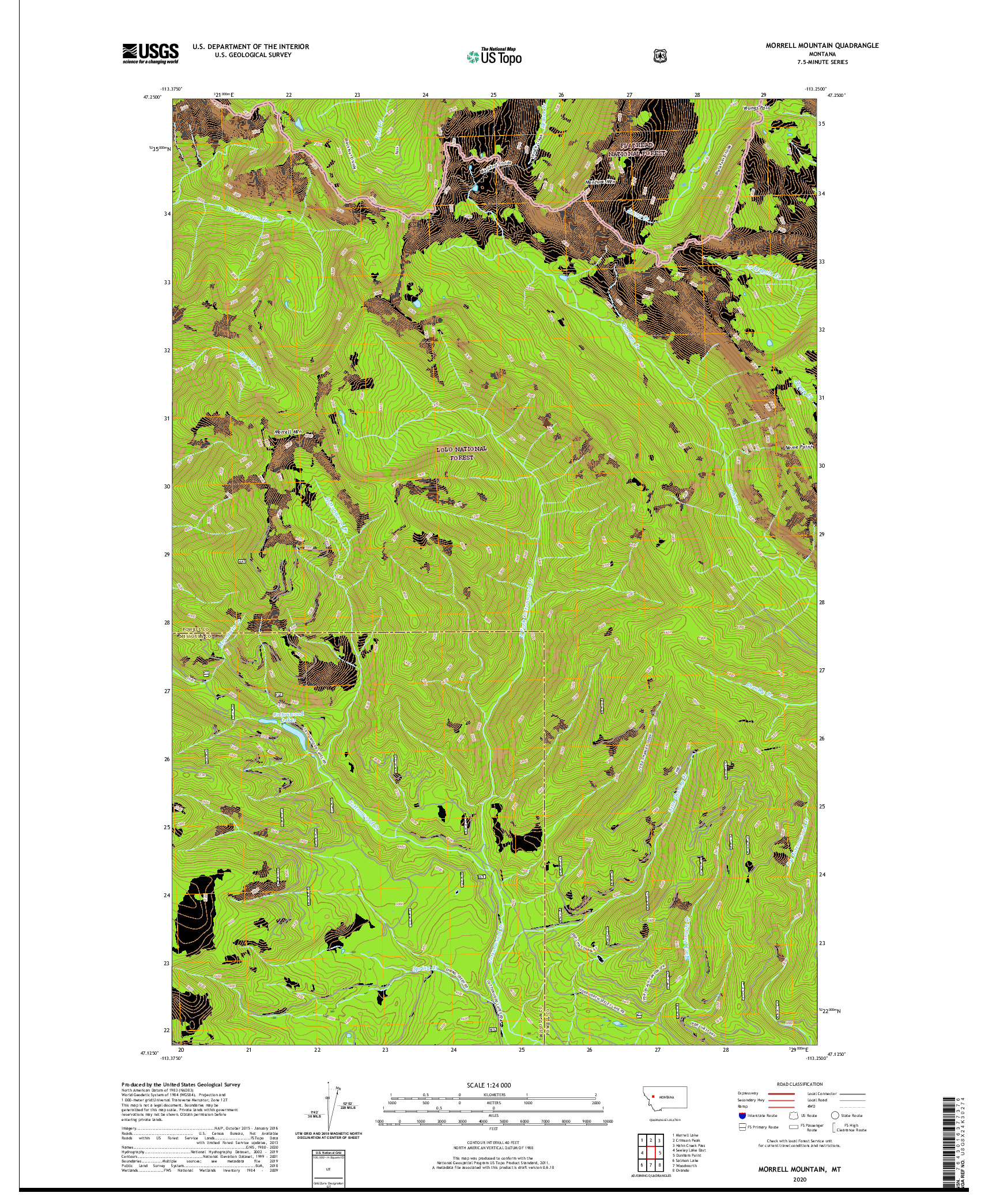 USGS US TOPO 7.5-MINUTE MAP FOR MORRELL MOUNTAIN, MT 2020