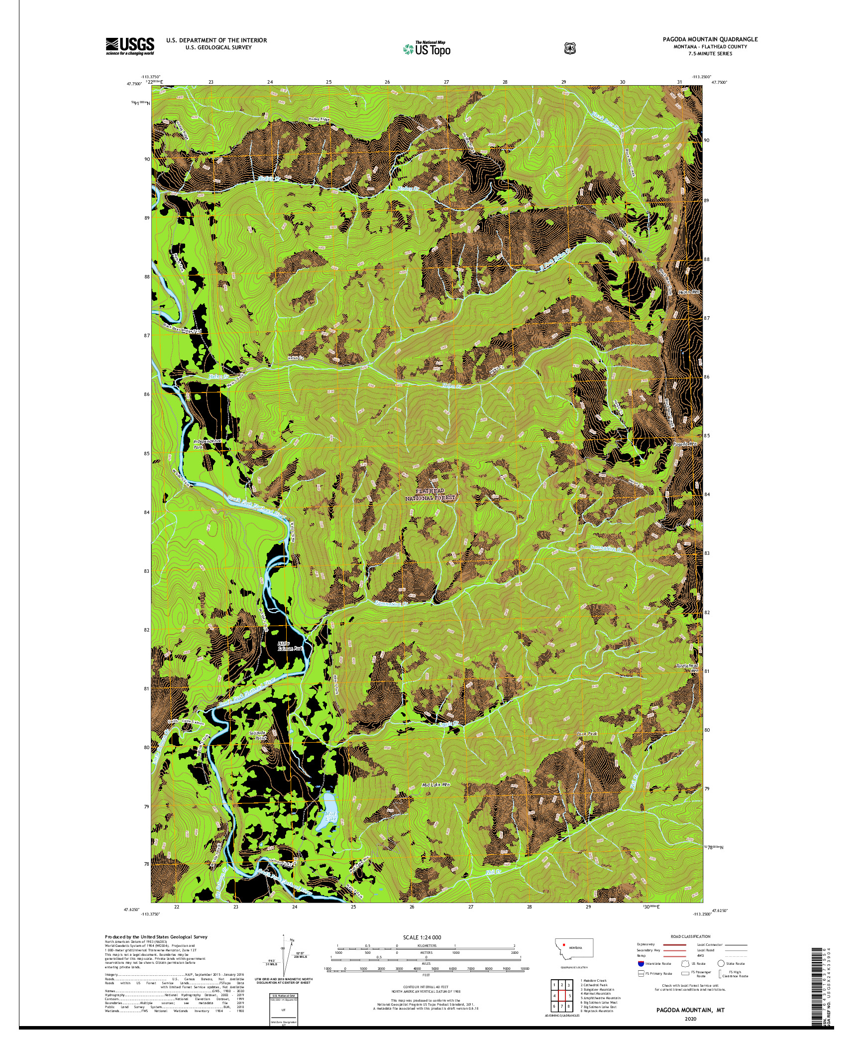 USGS US TOPO 7.5-MINUTE MAP FOR PAGODA MOUNTAIN, MT 2020