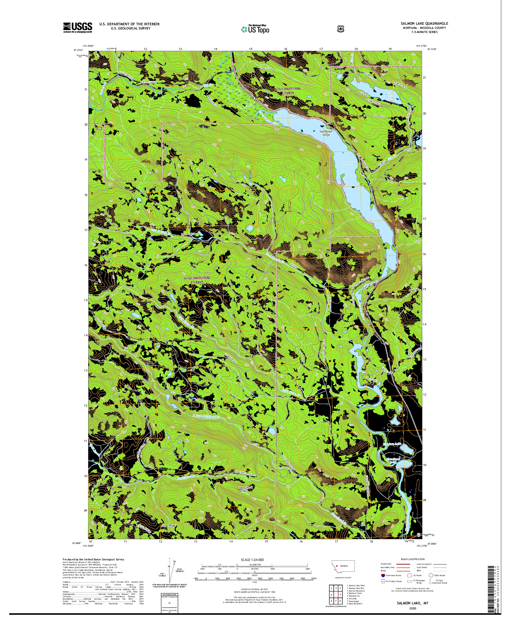 USGS US TOPO 7.5-MINUTE MAP FOR SALMON LAKE, MT 2020