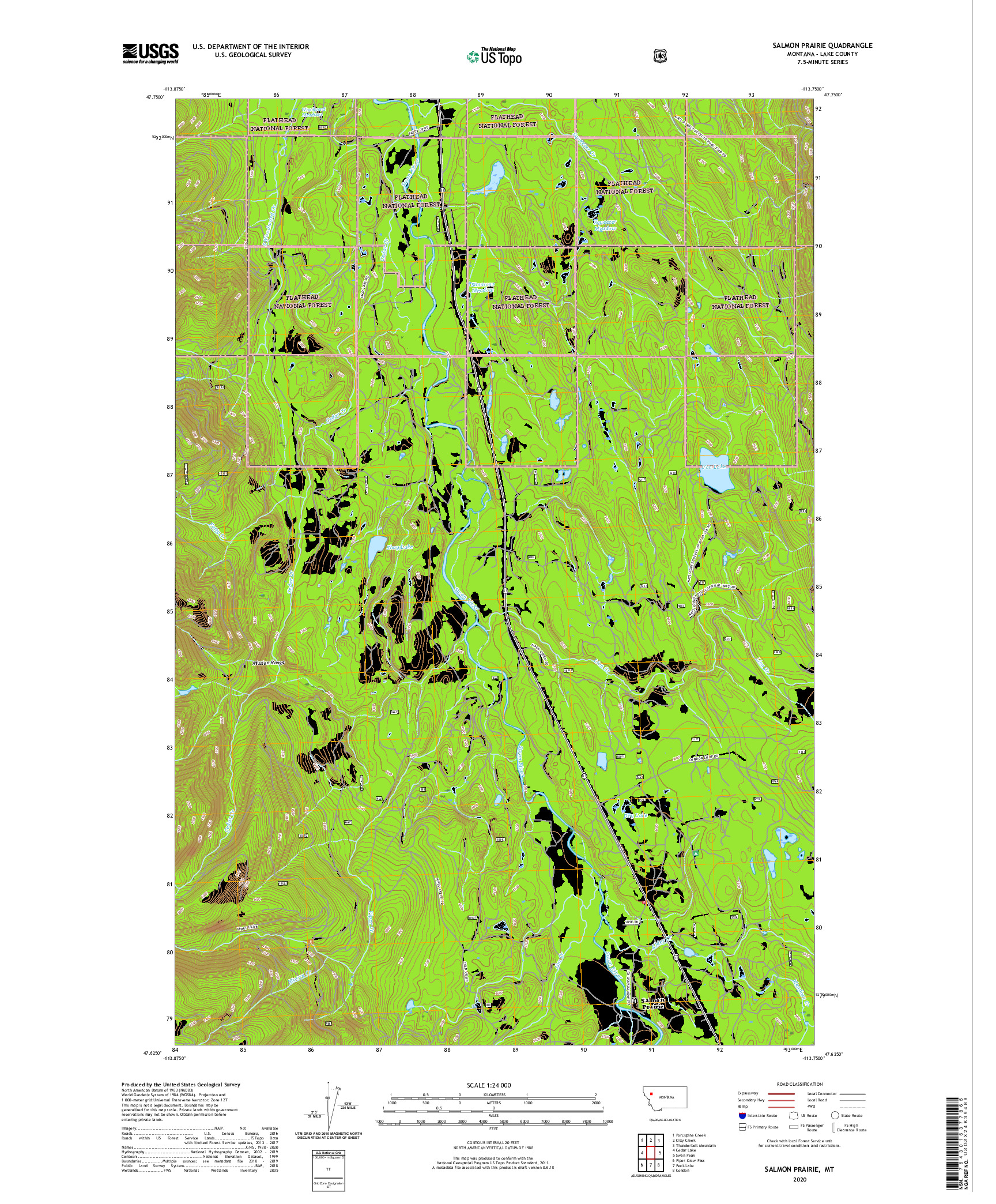 USGS US TOPO 7.5-MINUTE MAP FOR SALMON PRAIRIE, MT 2020