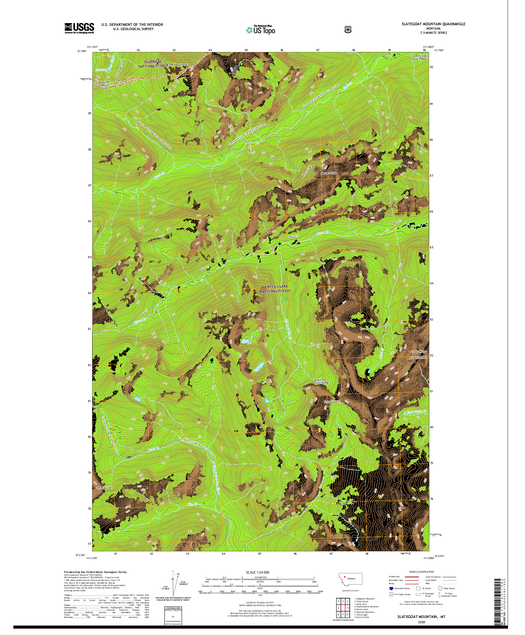 USGS US TOPO 7.5-MINUTE MAP FOR SLATEGOAT MOUNTAIN, MT 2020