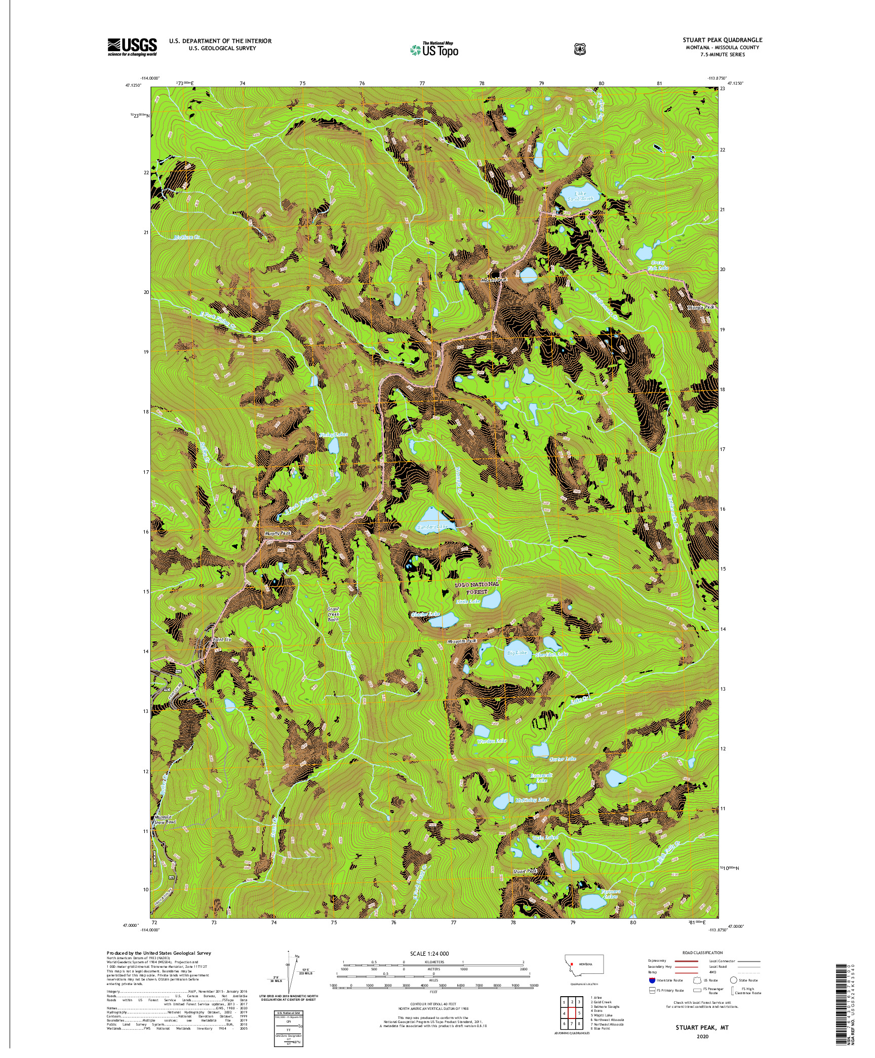 USGS US TOPO 7.5-MINUTE MAP FOR STUART PEAK, MT 2020