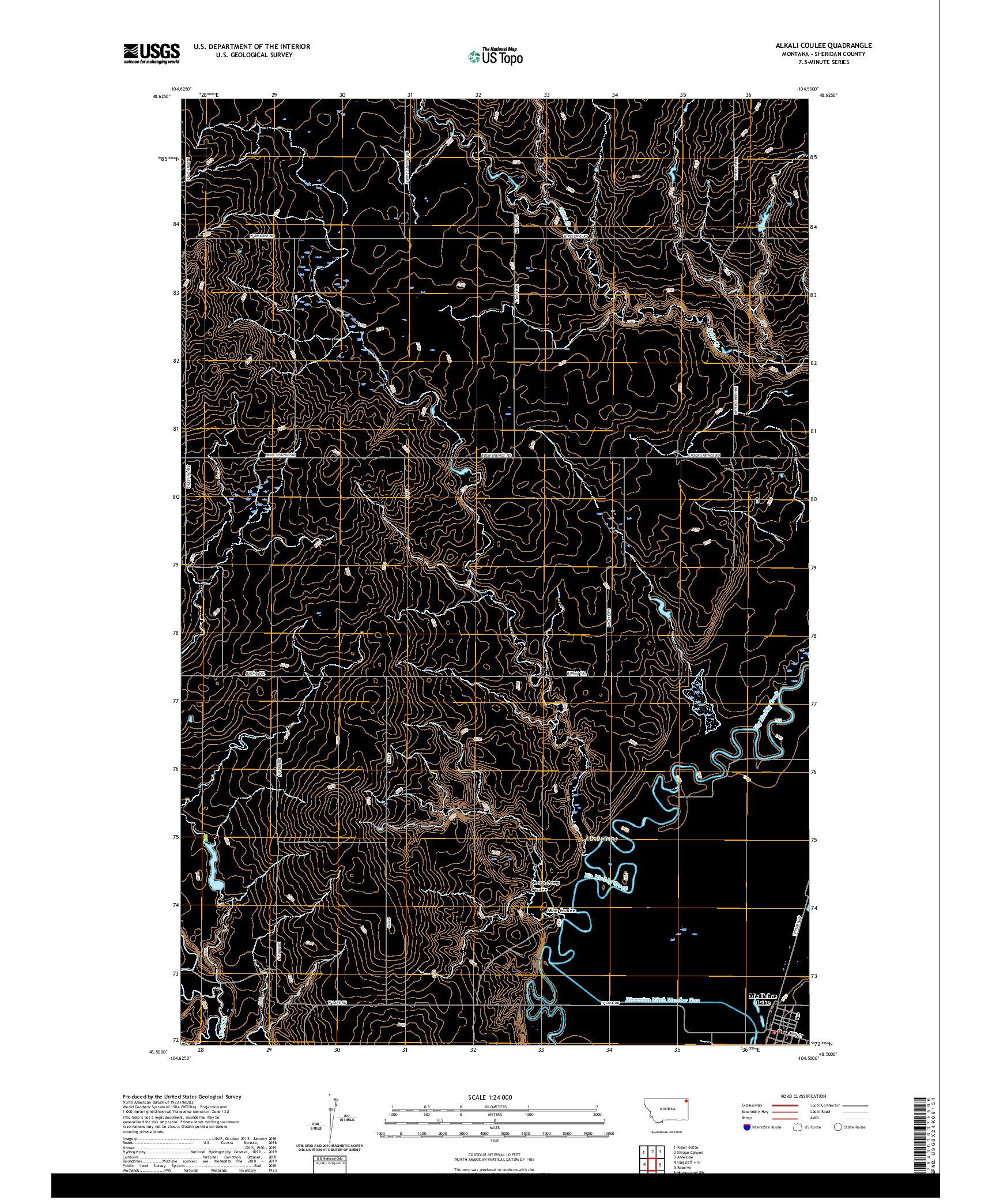 USGS US TOPO 7.5-MINUTE MAP FOR ALKALI COULEE, MT 2020