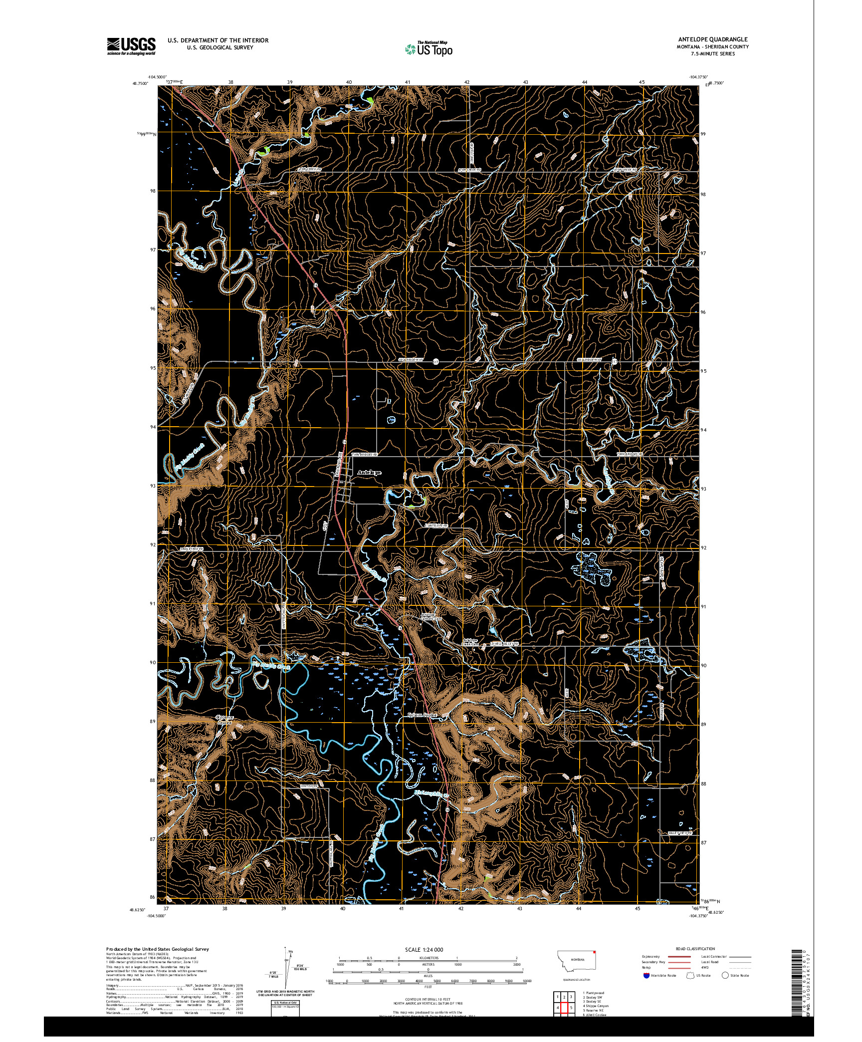 USGS US TOPO 7.5-MINUTE MAP FOR ANTELOPE, MT 2020