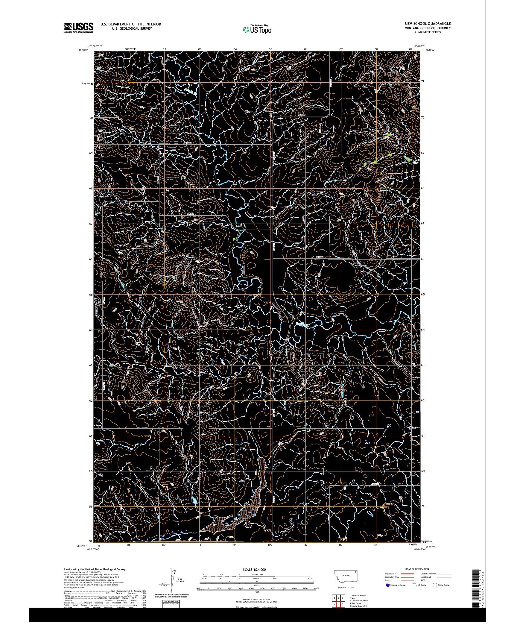 USGS US TOPO 7.5-MINUTE MAP FOR BIEM SCHOOL, MT 2020