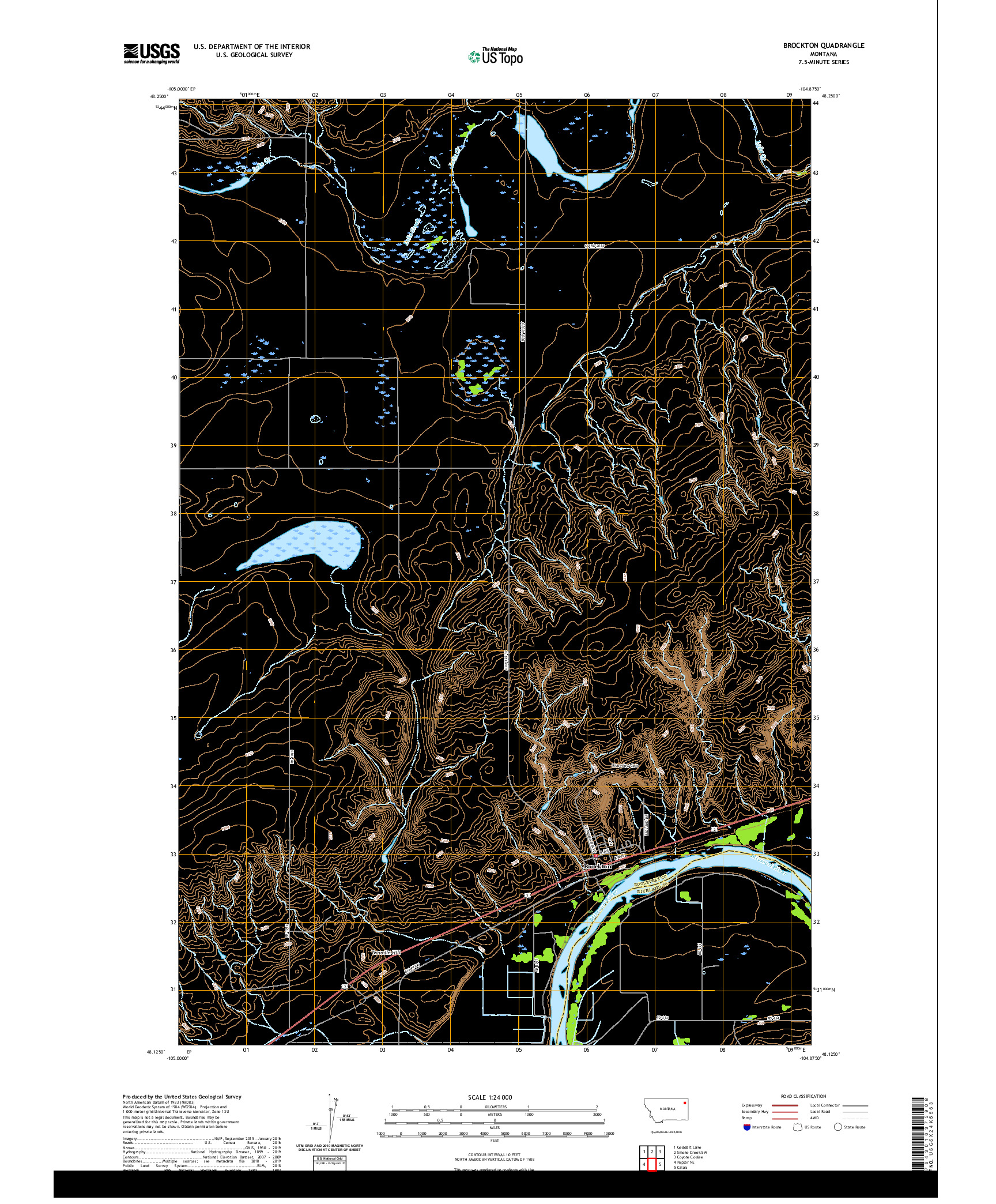 USGS US TOPO 7.5-MINUTE MAP FOR BROCKTON, MT 2020