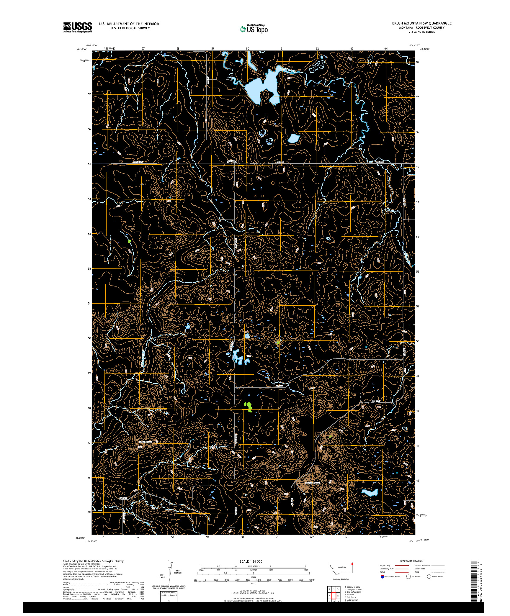 USGS US TOPO 7.5-MINUTE MAP FOR BRUSH MOUNTAIN SW, MT 2020