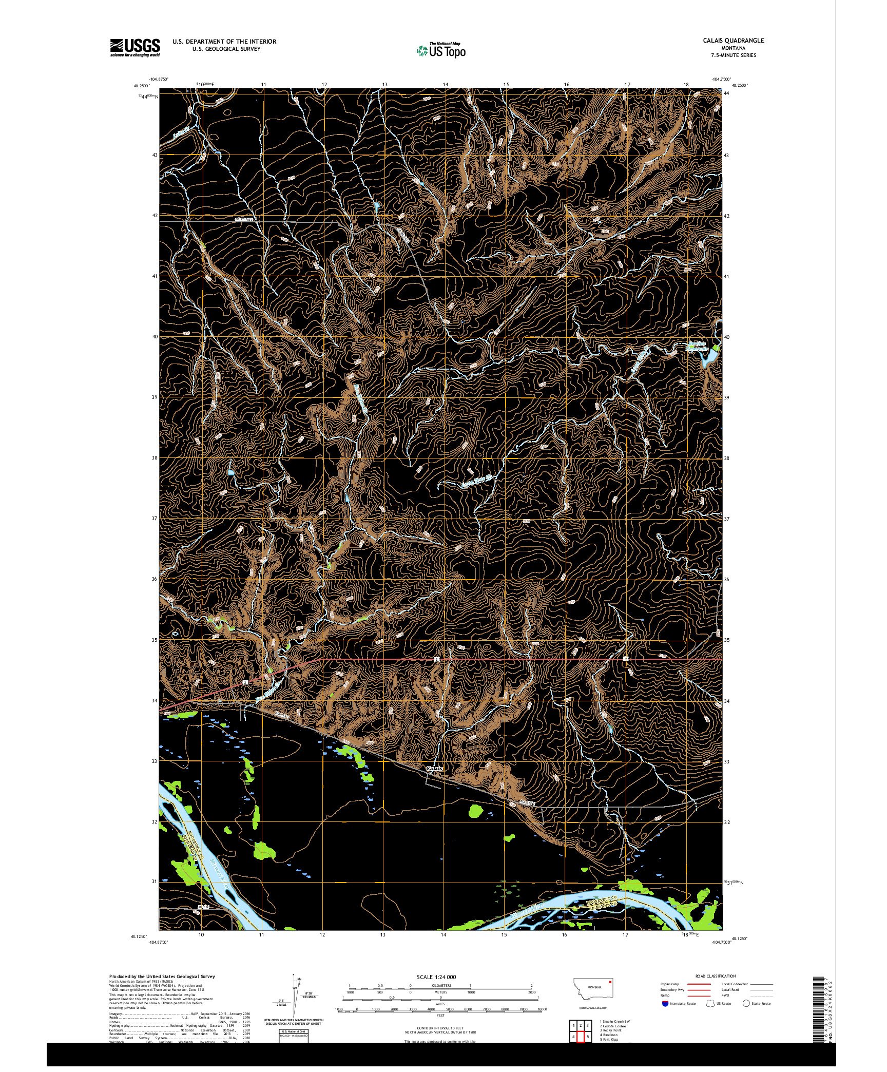 USGS US TOPO 7.5-MINUTE MAP FOR CALAIS, MT 2020