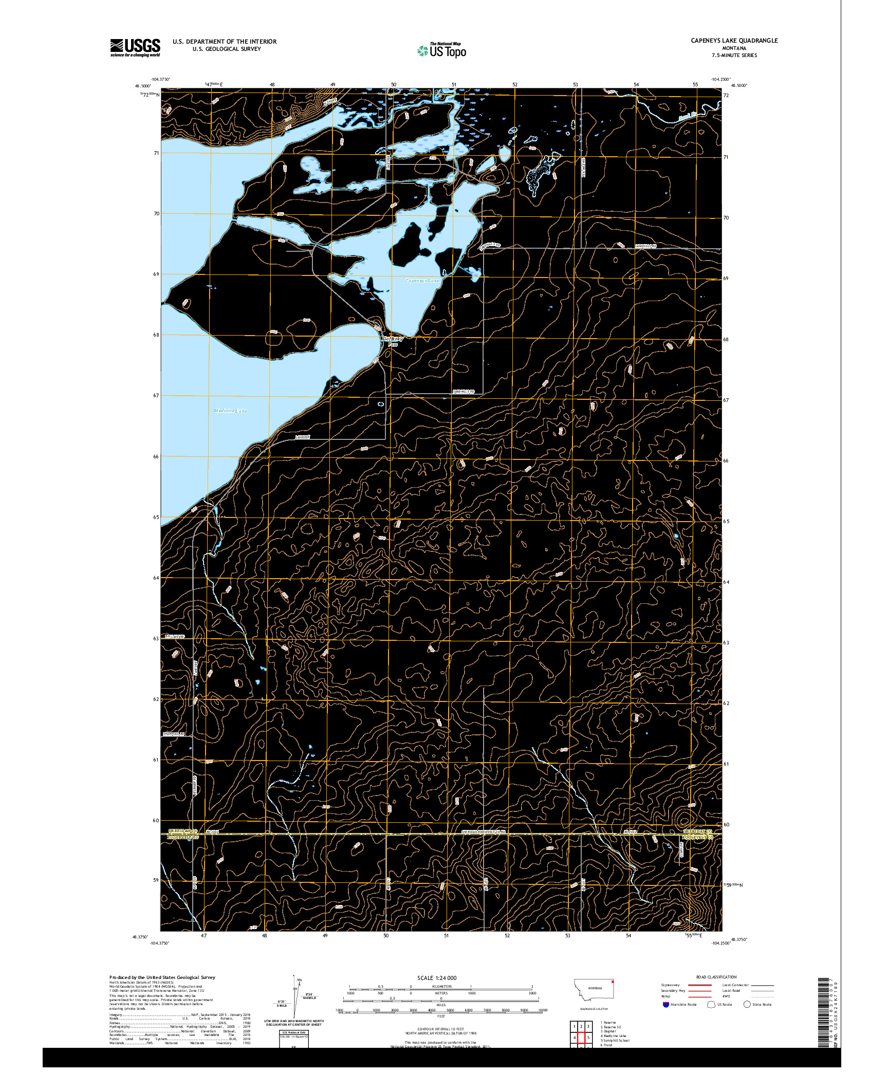 USGS US TOPO 7.5-MINUTE MAP FOR CAPENEYS LAKE, MT 2020