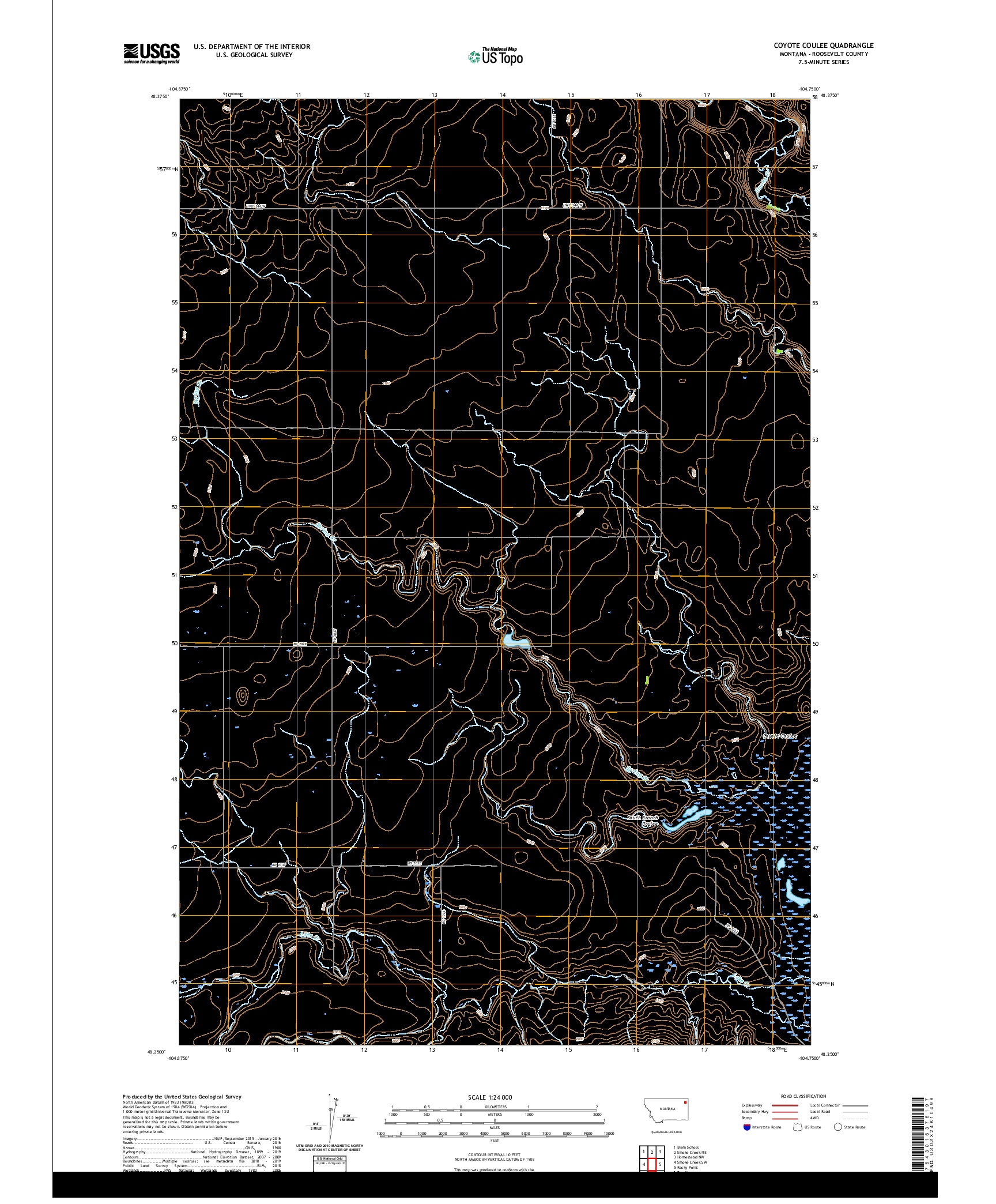 USGS US TOPO 7.5-MINUTE MAP FOR COYOTE COULEE, MT 2020
