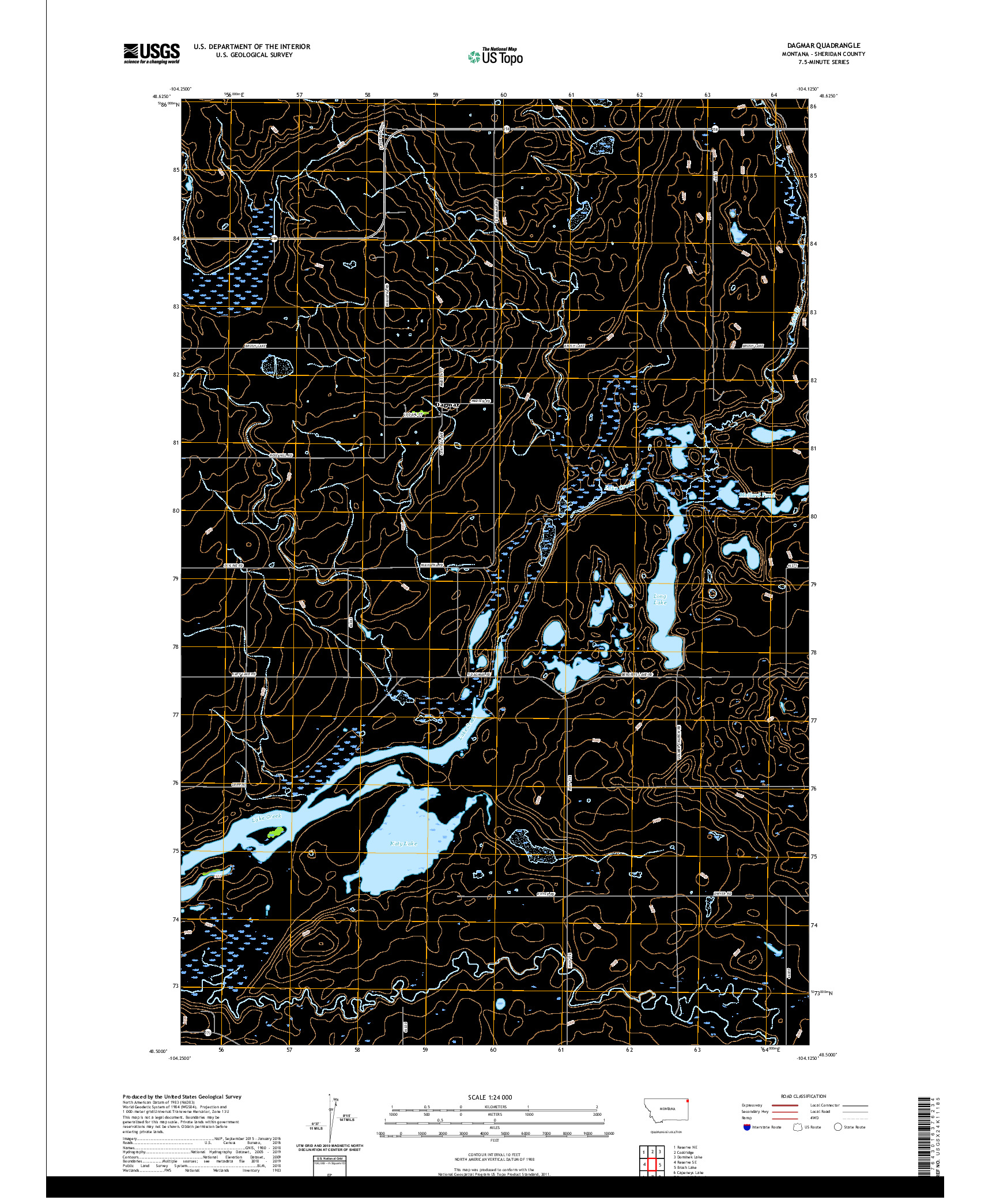 USGS US TOPO 7.5-MINUTE MAP FOR DAGMAR, MT 2020