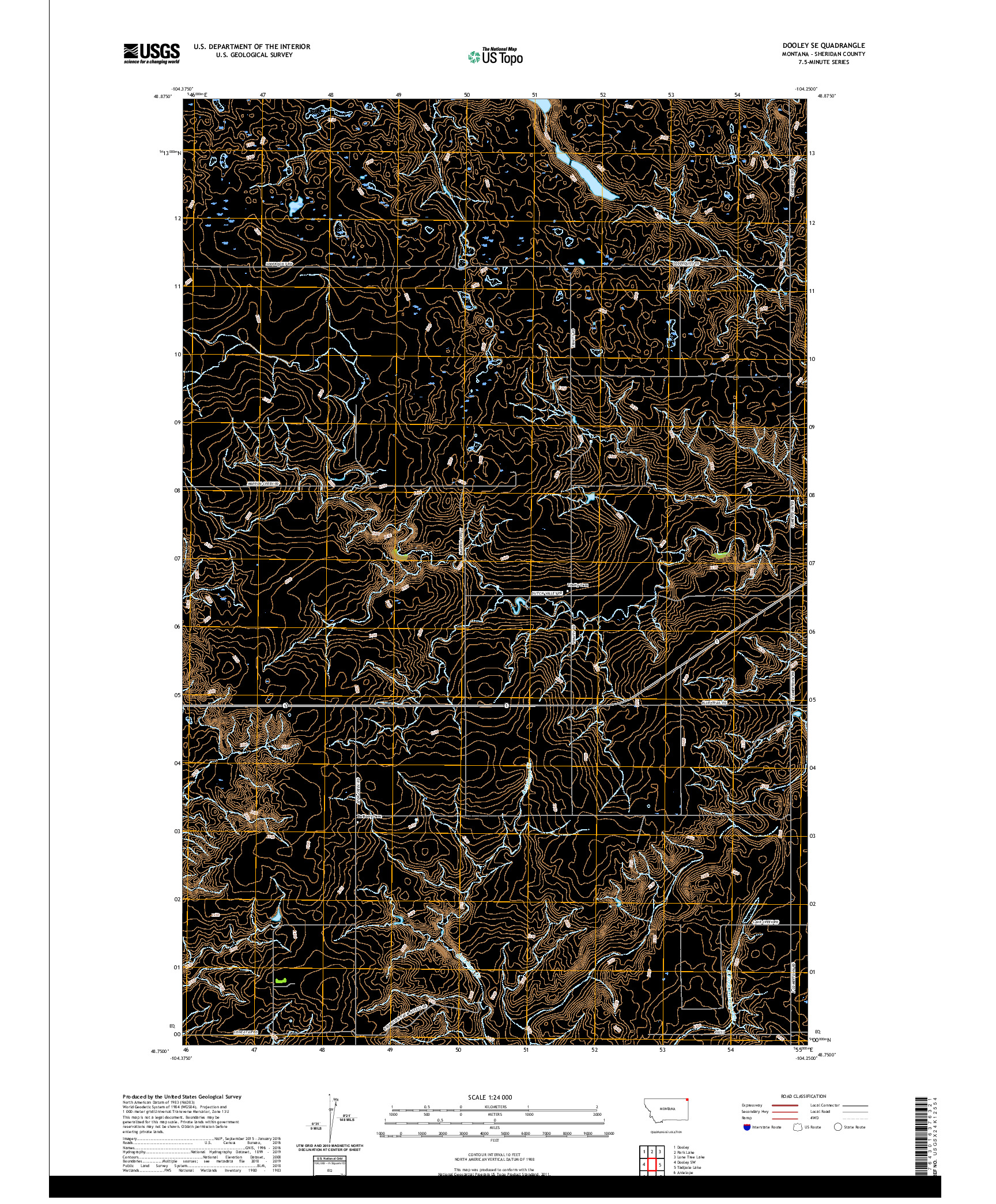 USGS US TOPO 7.5-MINUTE MAP FOR DOOLEY SE, MT 2020