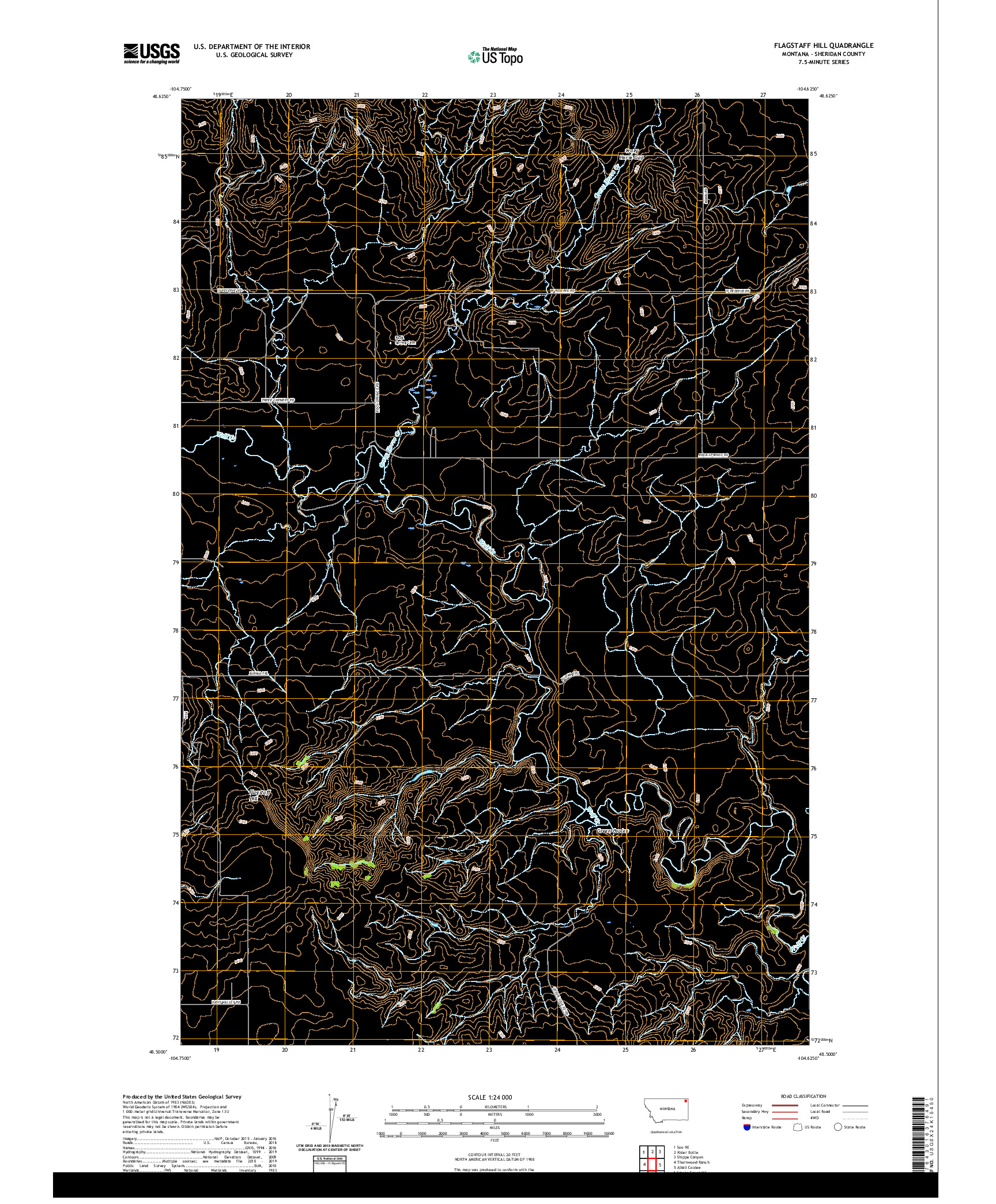 USGS US TOPO 7.5-MINUTE MAP FOR FLAGSTAFF HILL, MT 2020