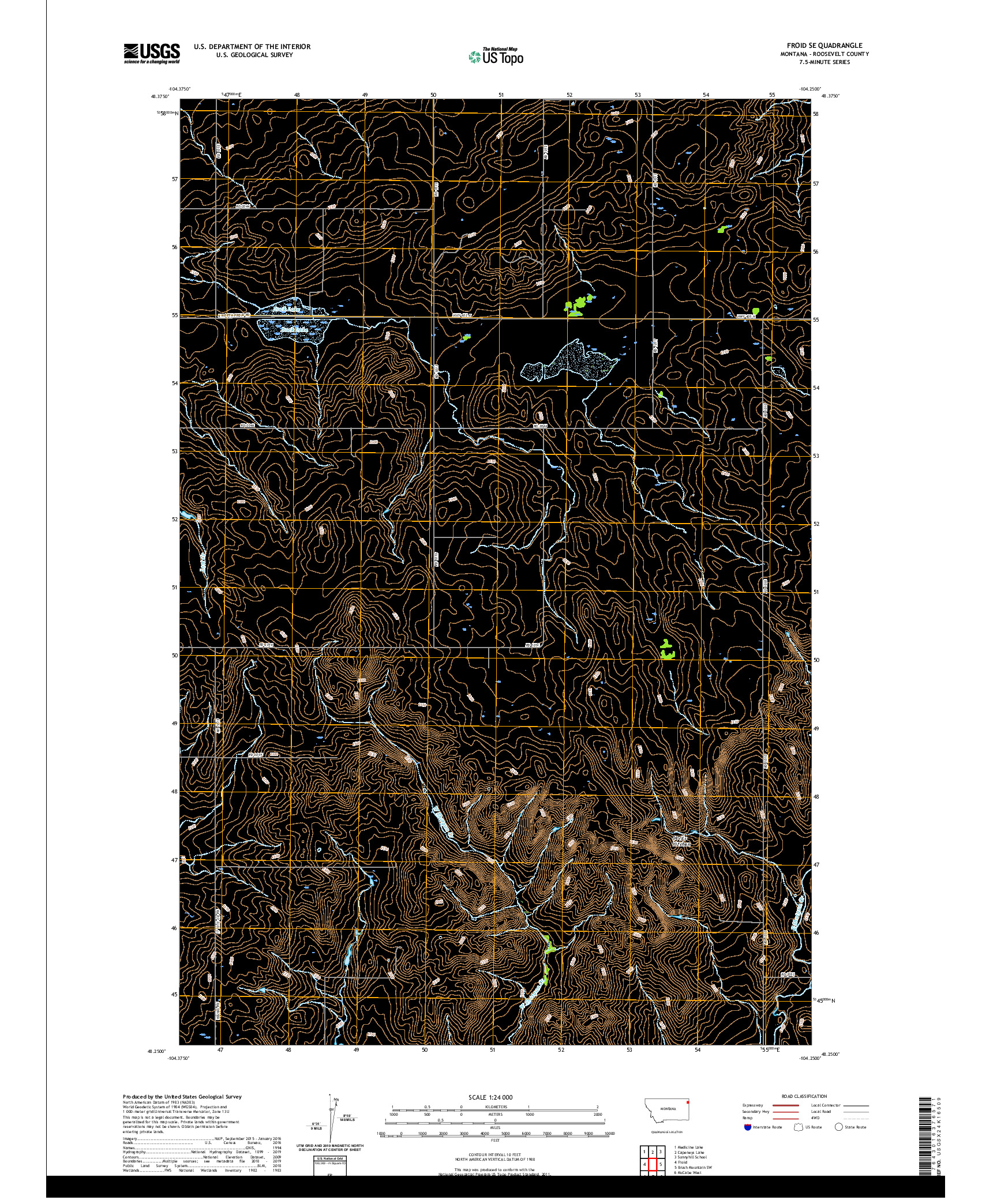 USGS US TOPO 7.5-MINUTE MAP FOR FROID SE, MT 2020