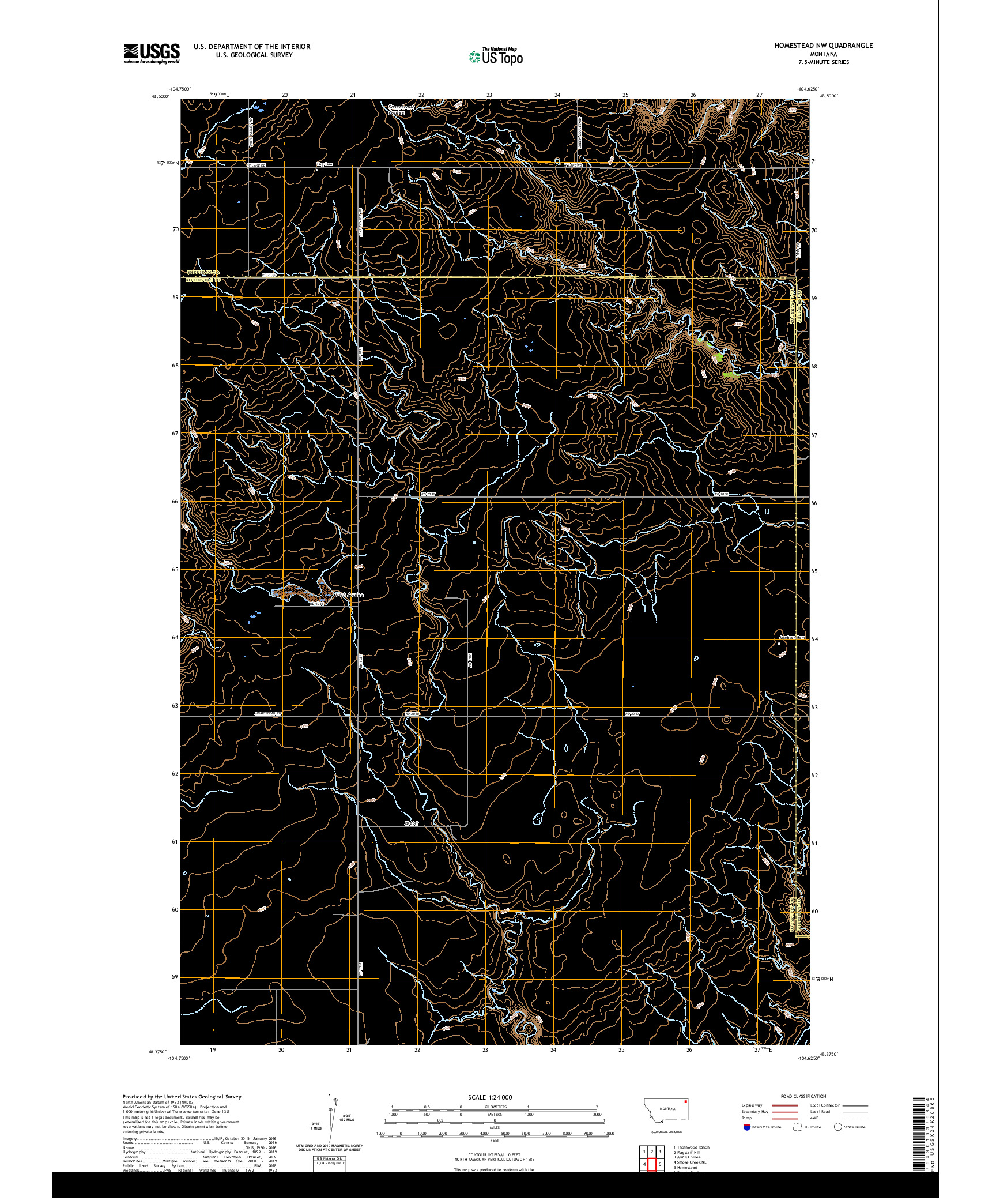 USGS US TOPO 7.5-MINUTE MAP FOR HOMESTEAD NW, MT 2020