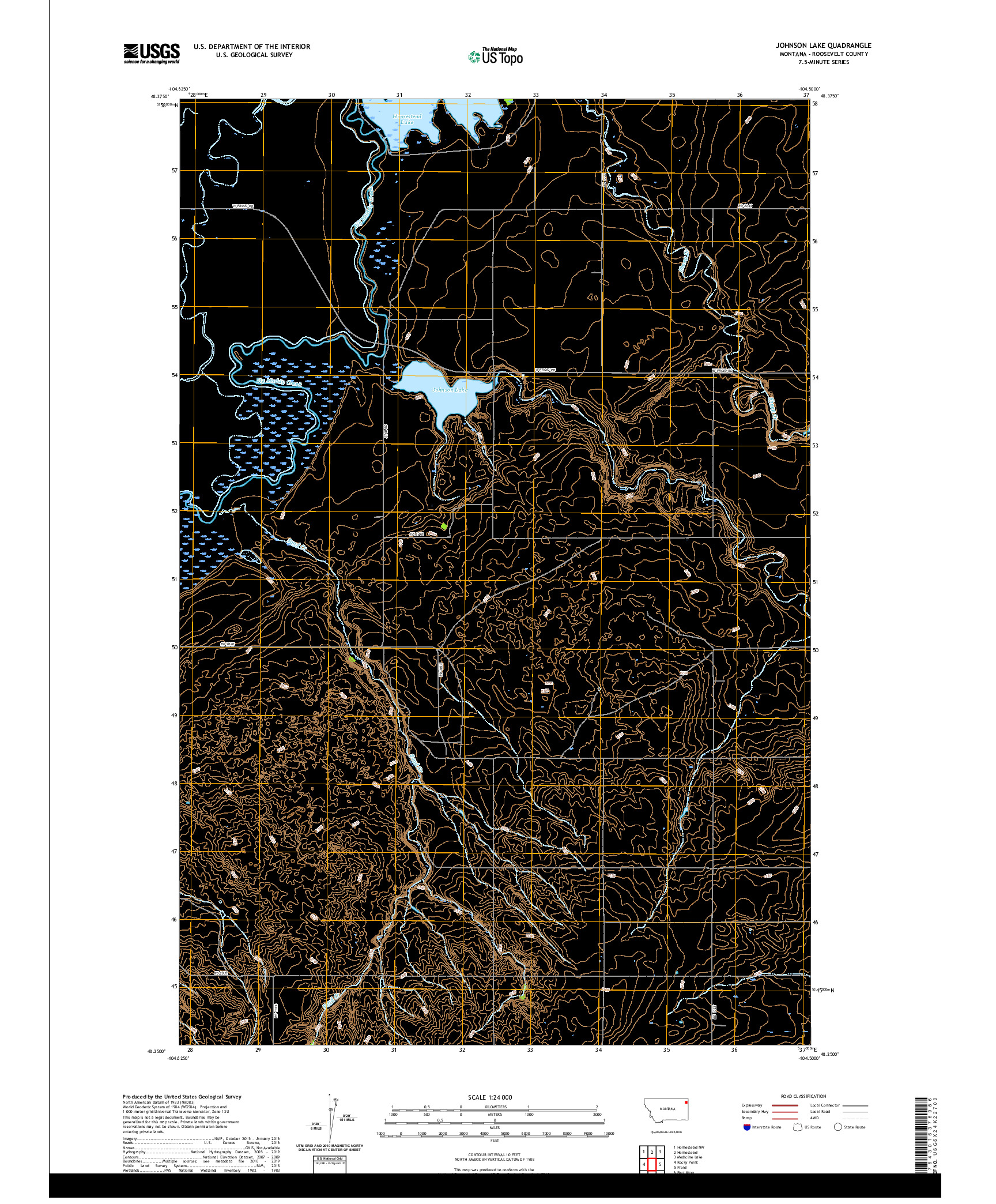 USGS US TOPO 7.5-MINUTE MAP FOR JOHNSON LAKE, MT 2020