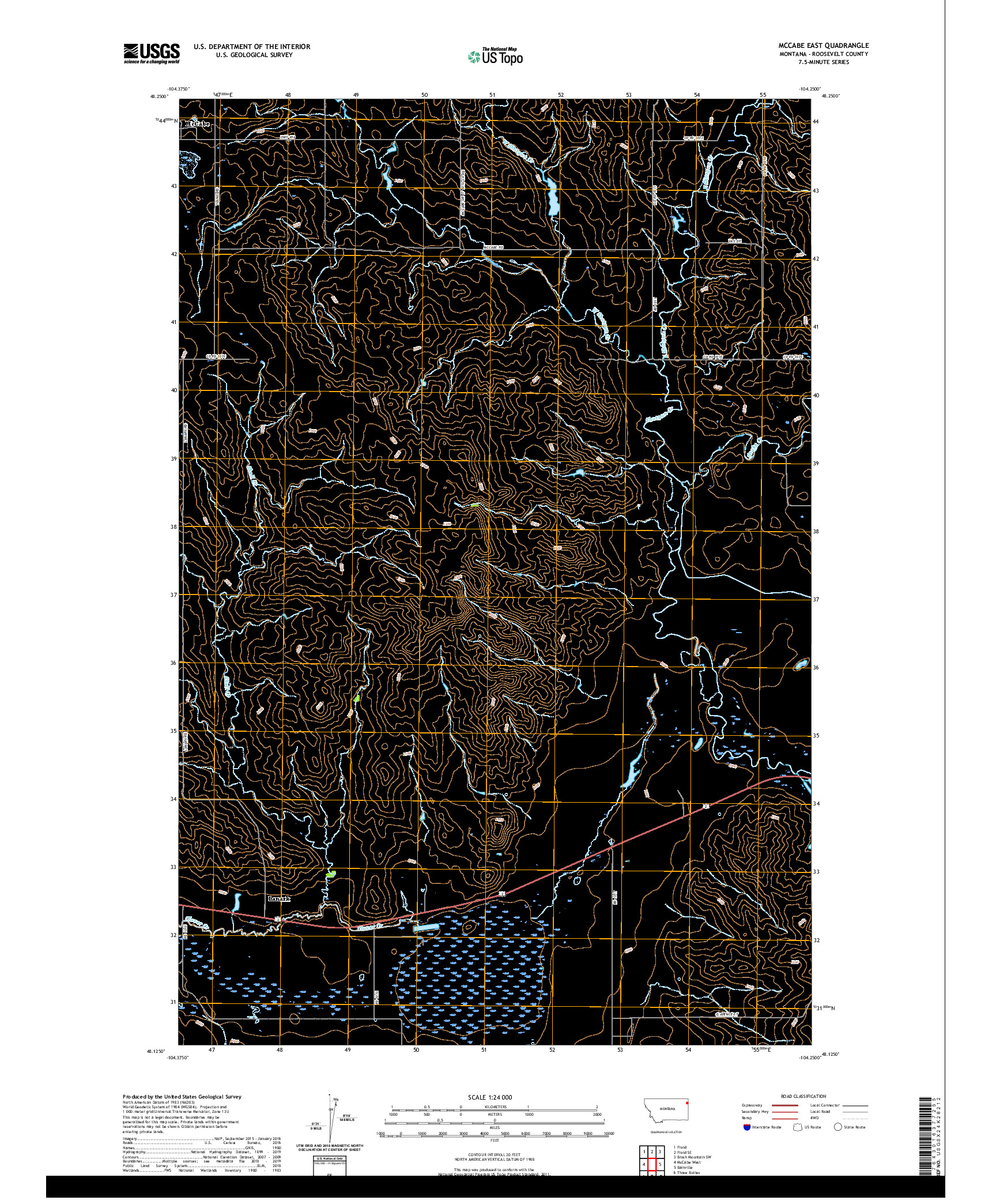 USGS US TOPO 7.5-MINUTE MAP FOR MCCABE EAST, MT 2020