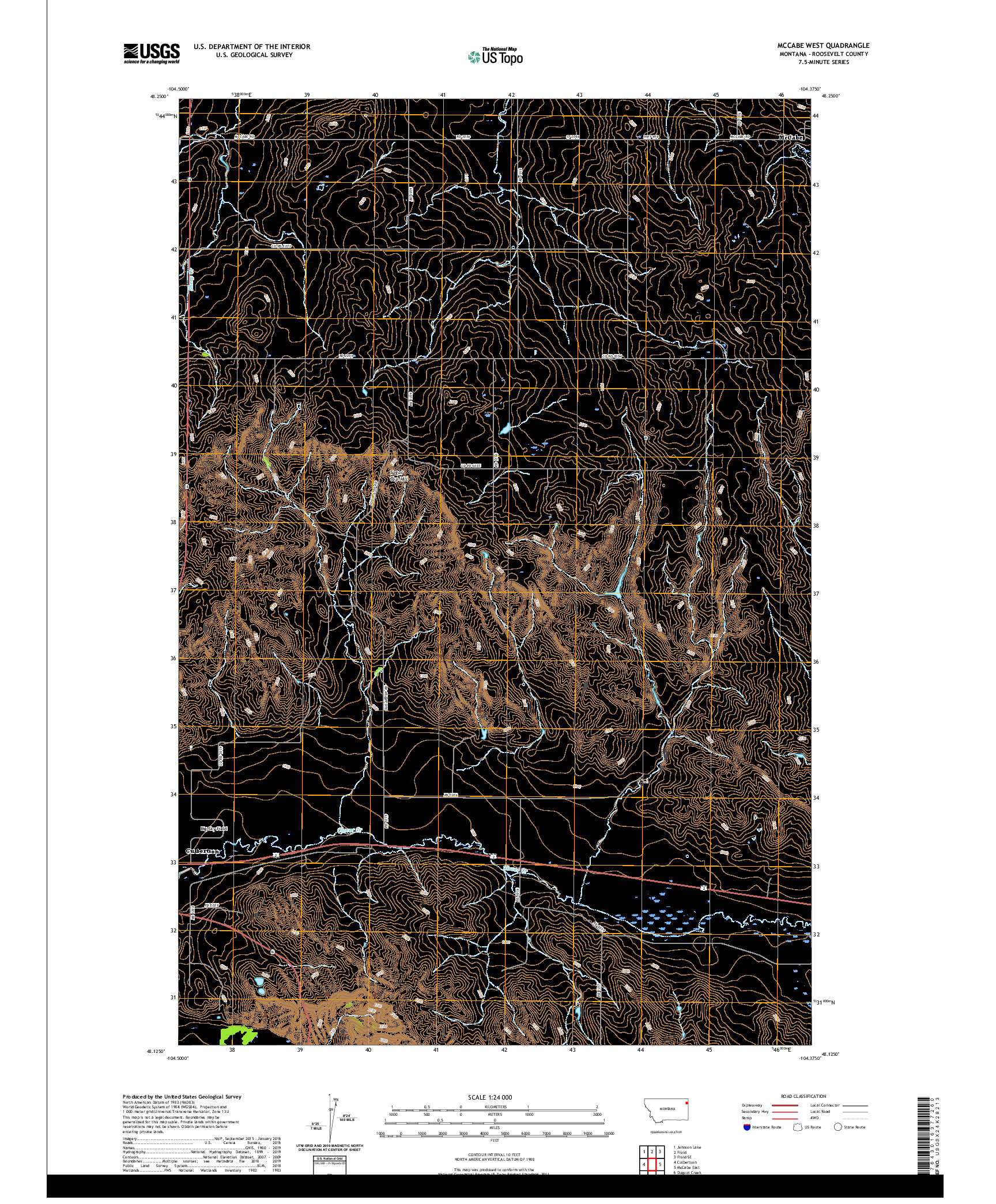 USGS US TOPO 7.5-MINUTE MAP FOR MCCABE WEST, MT 2020