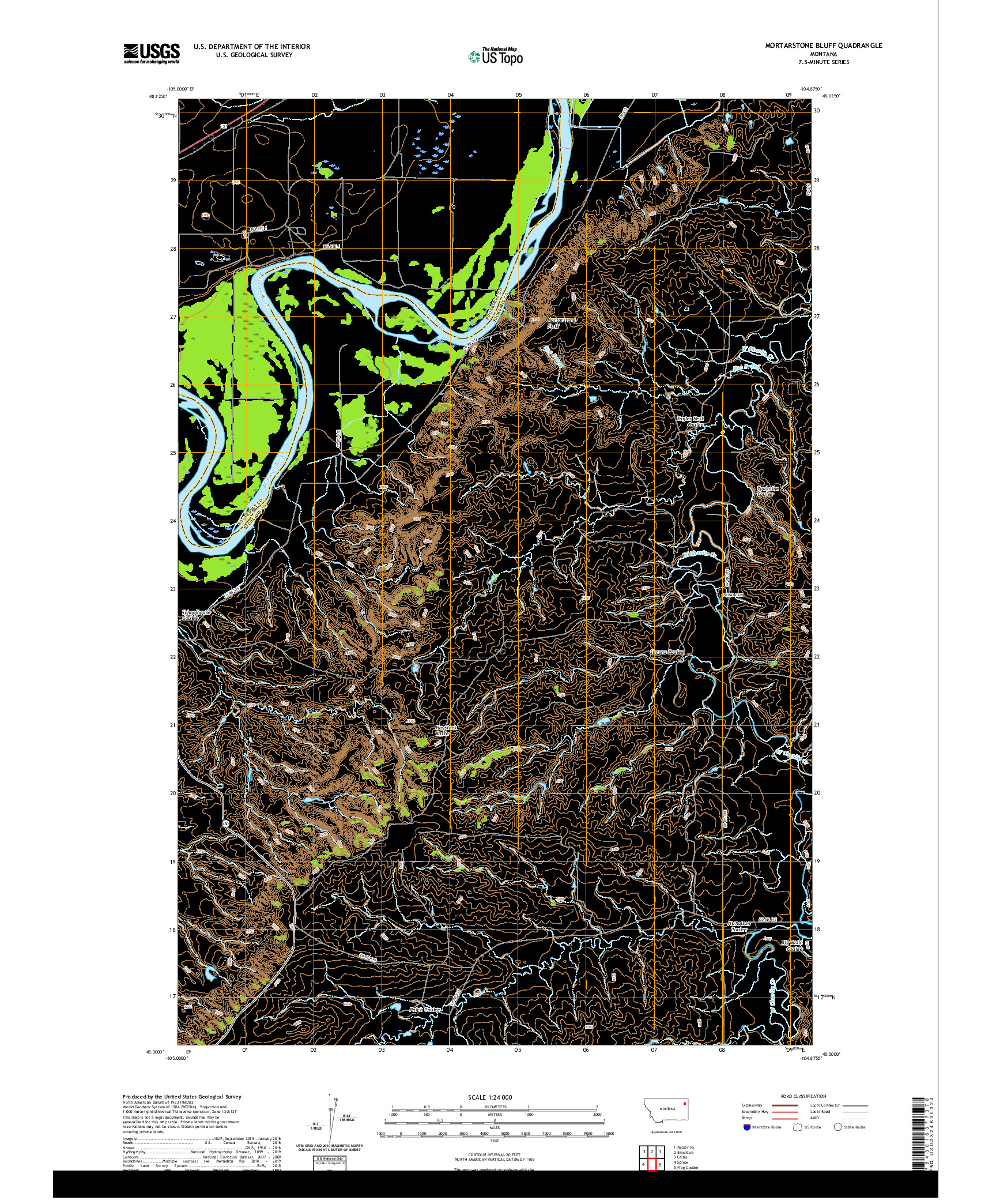 USGS US TOPO 7.5-MINUTE MAP FOR MORTARSTONE BLUFF, MT 2020
