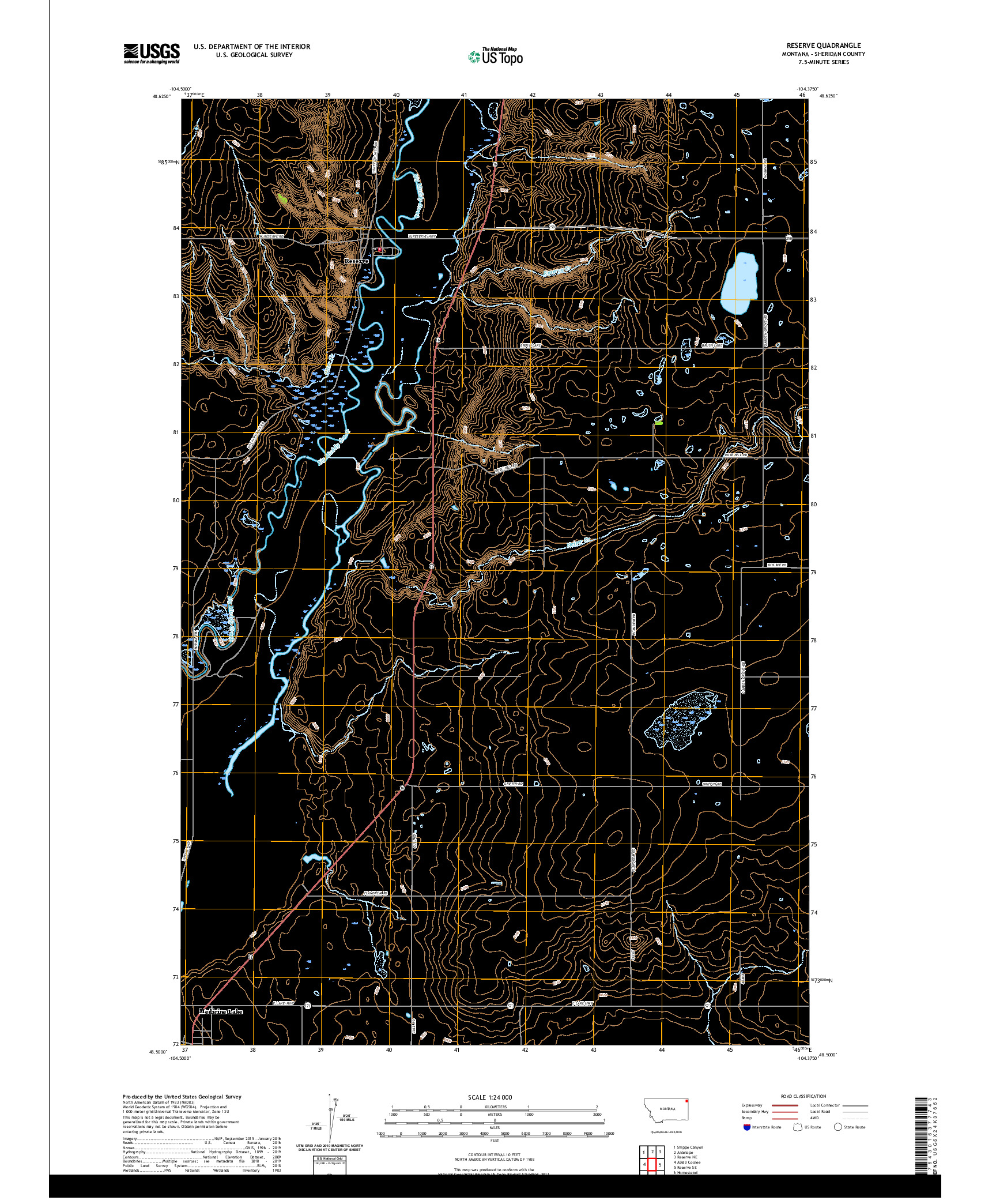 USGS US TOPO 7.5-MINUTE MAP FOR RESERVE, MT 2020