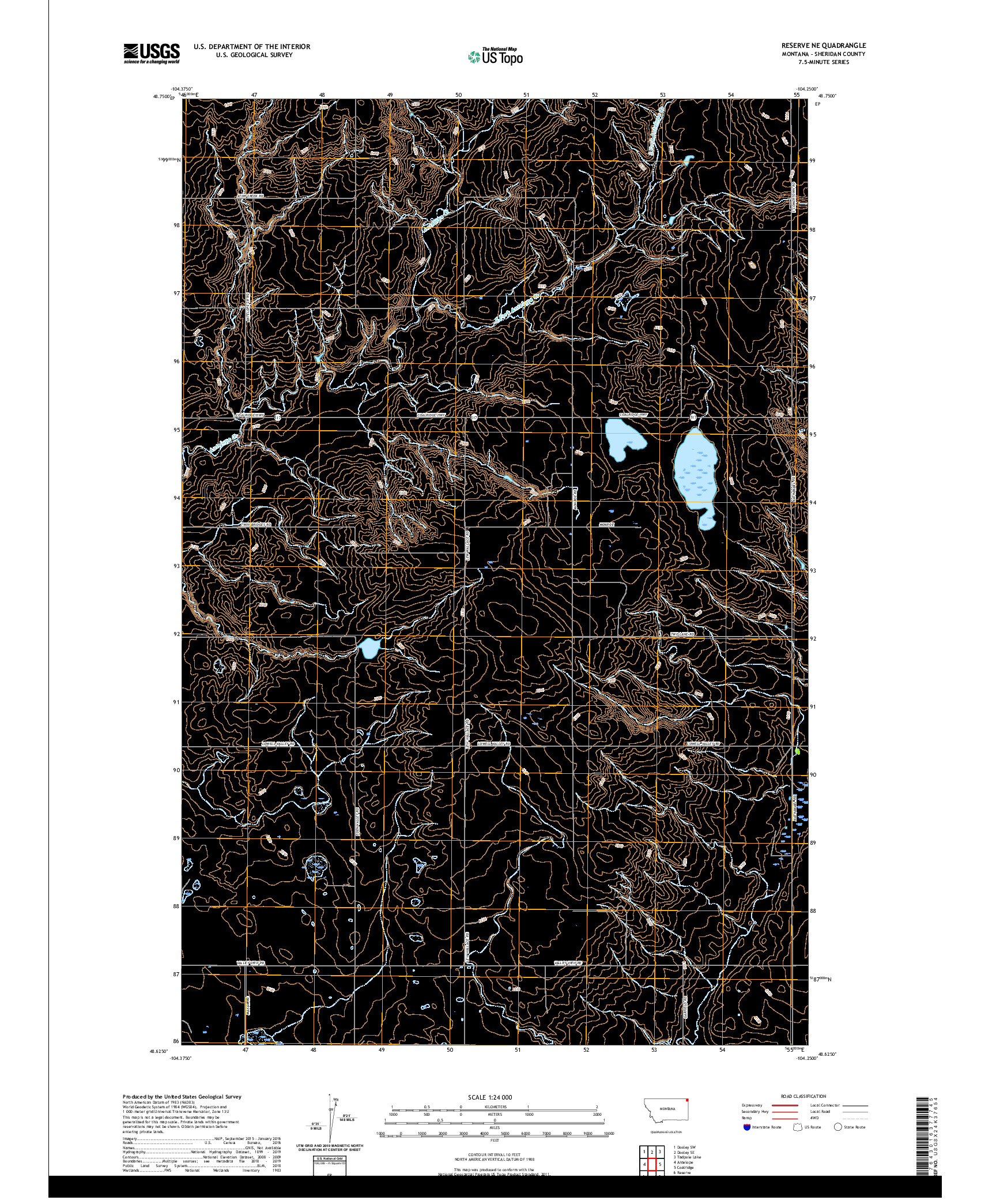 USGS US TOPO 7.5-MINUTE MAP FOR RESERVE NE, MT 2020