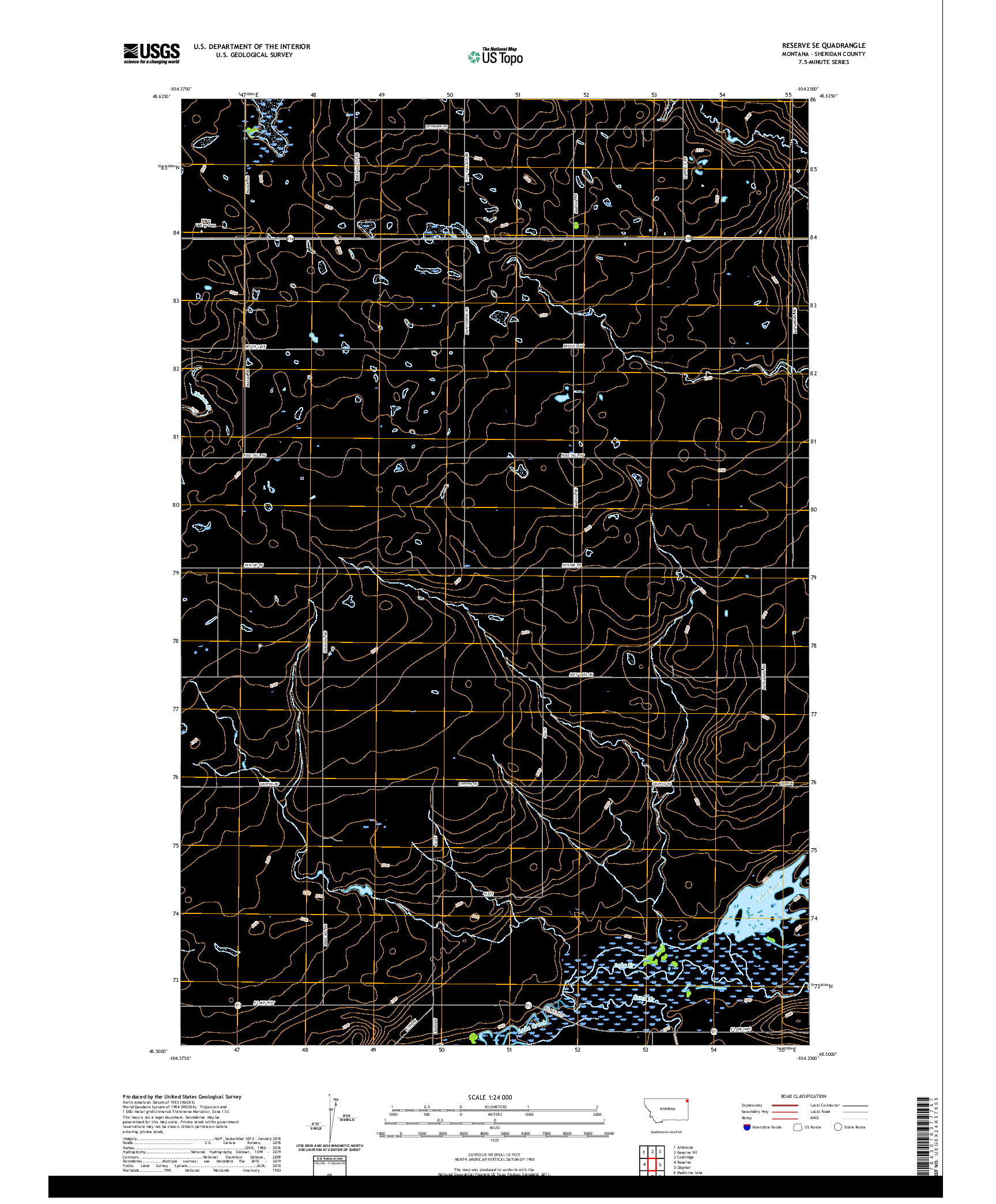 USGS US TOPO 7.5-MINUTE MAP FOR RESERVE SE, MT 2020